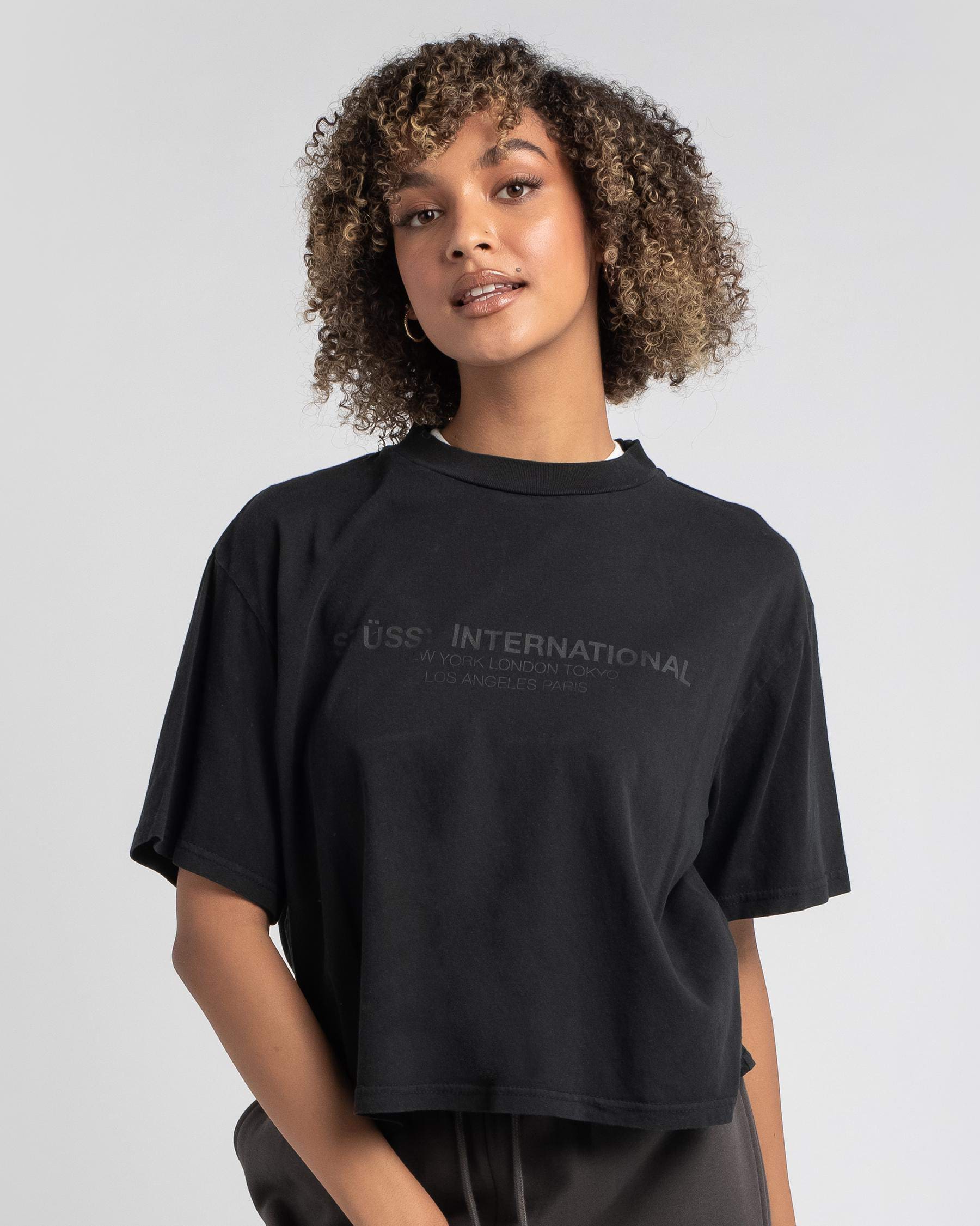 Stussy Cities Boxy T-Shirt In Black - Fast Shipping & Easy Returns ...