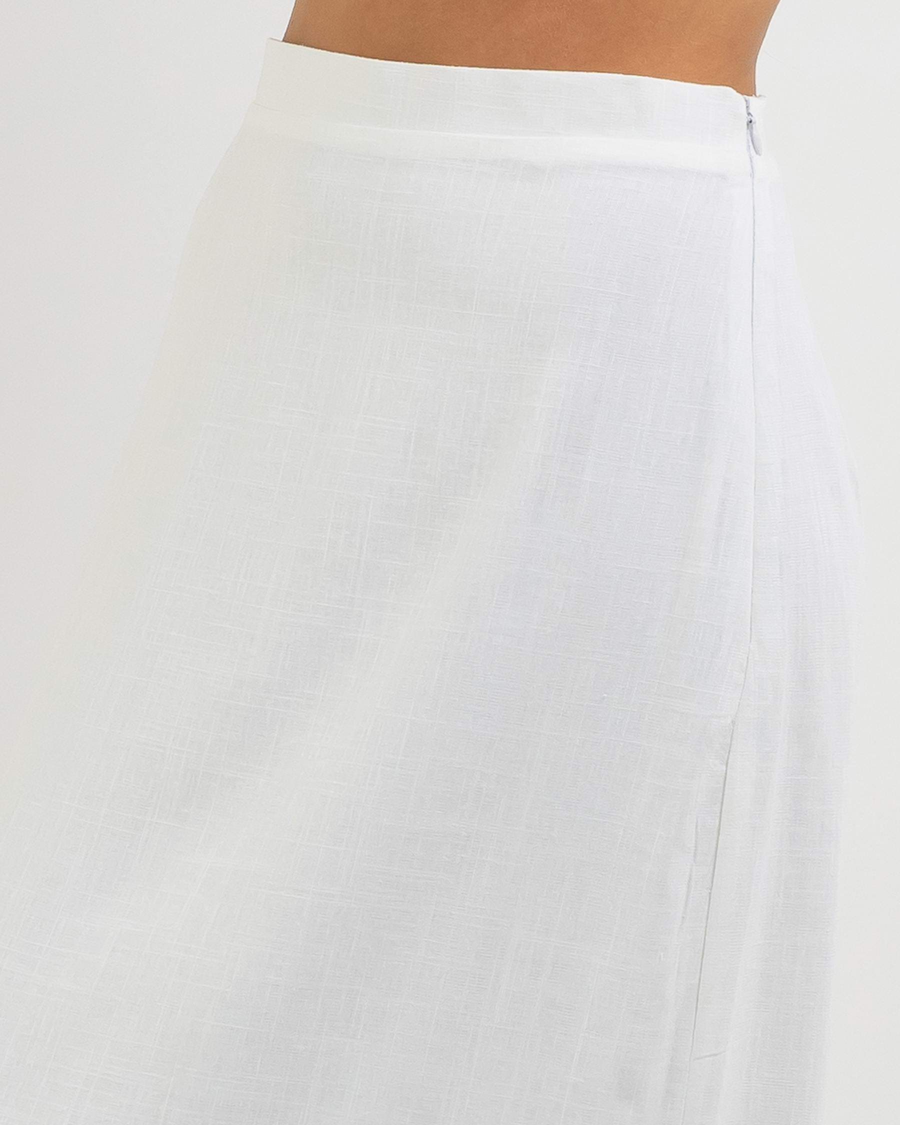 Shop Mooloola Straddie Hawaii Maxi Skirt In White - Fast Shipping ...