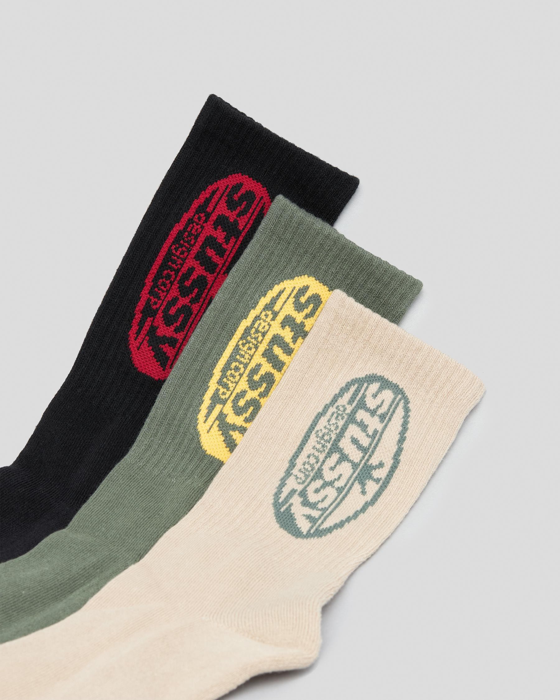 Shop Stussy Oval Corp Socks 3 Pack In Multi - Fast Shipping & Easy ...