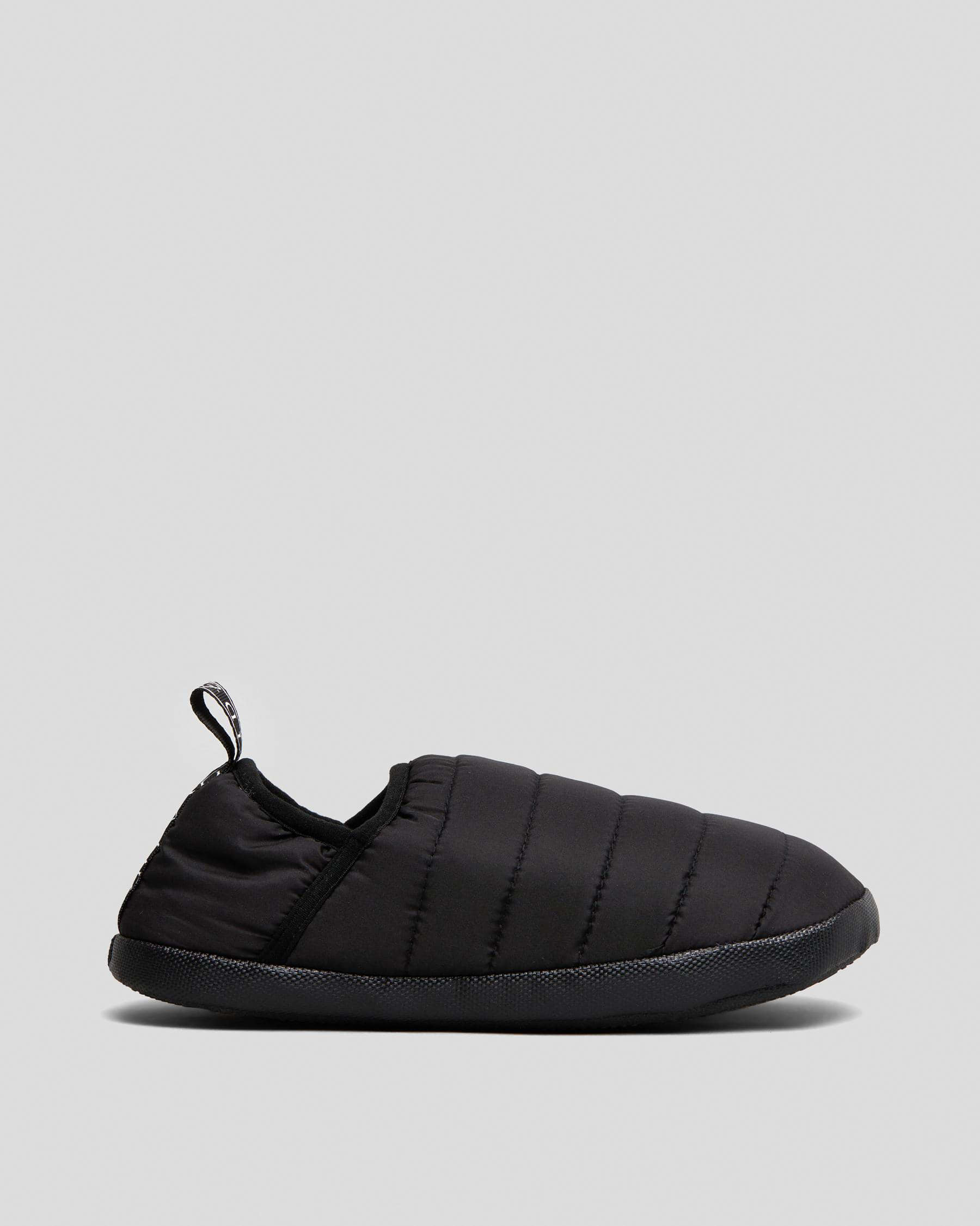 Shop Lucid Puffer Mule Slippers In Black/black/white - Fast Shipping ...