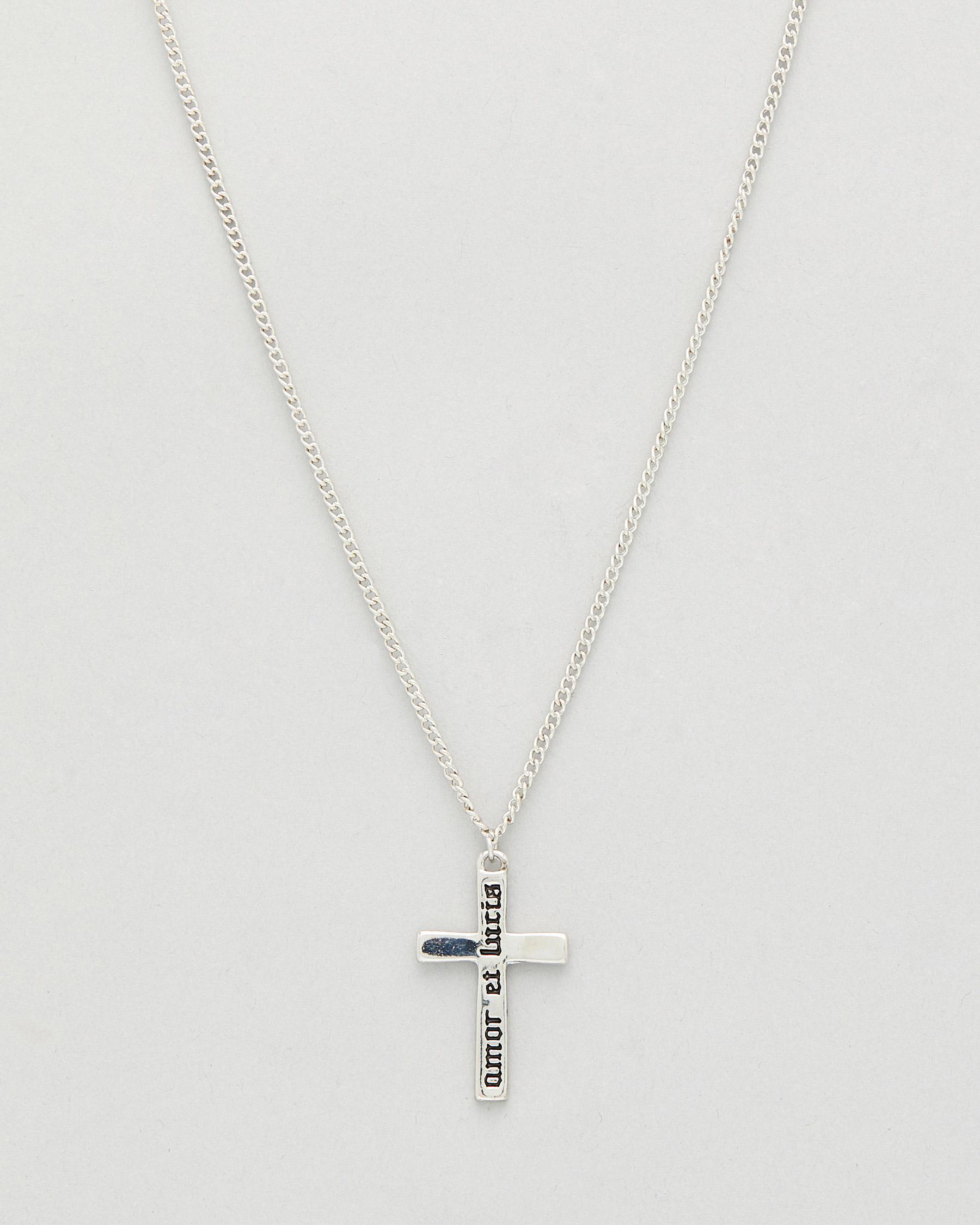 Shop REPUBLIK Silver Cross Chain Necklace In Silver Fast Shipping