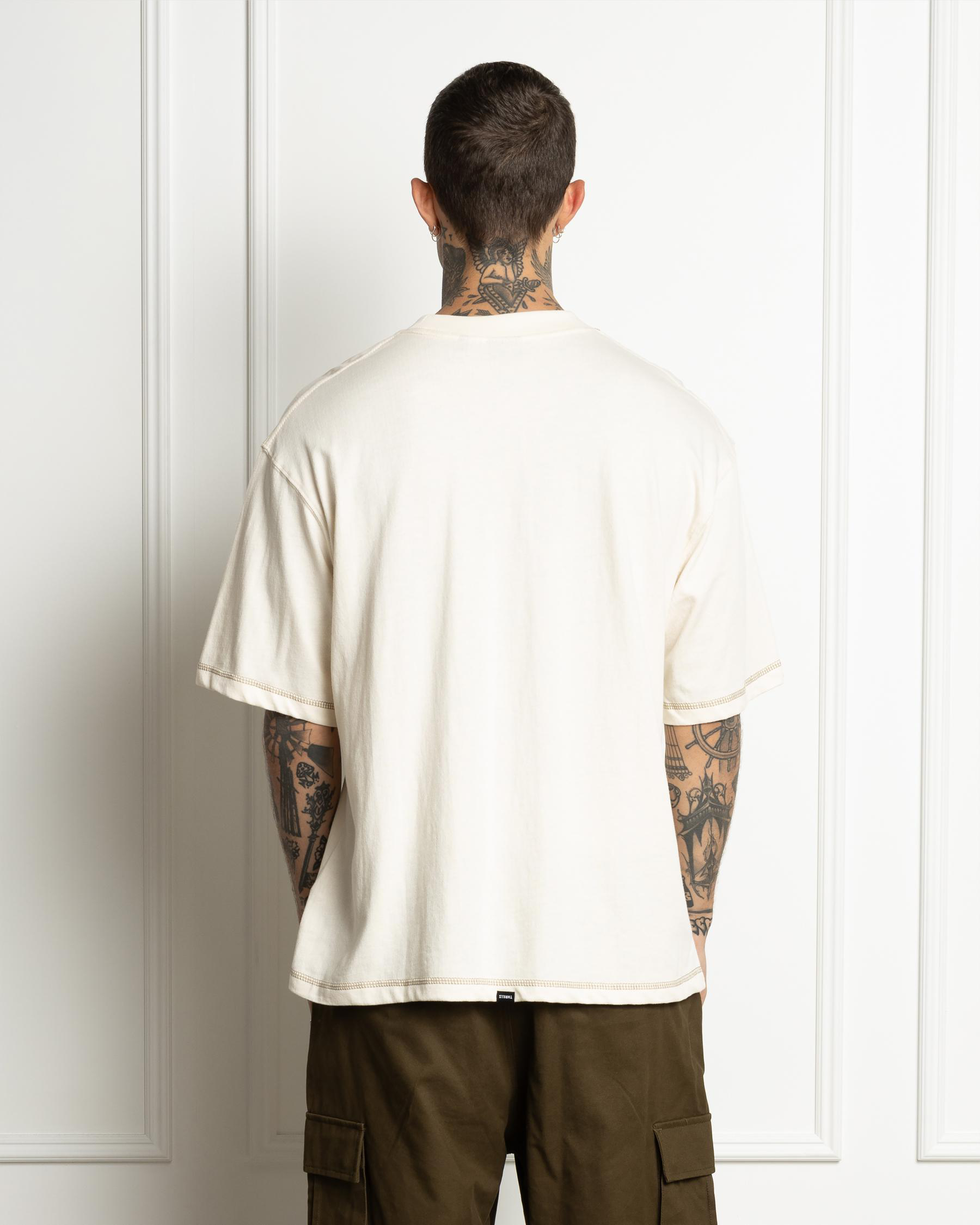 Thrills Lost In Paradise Embro Box Fit TShirt In Unbleached FREE