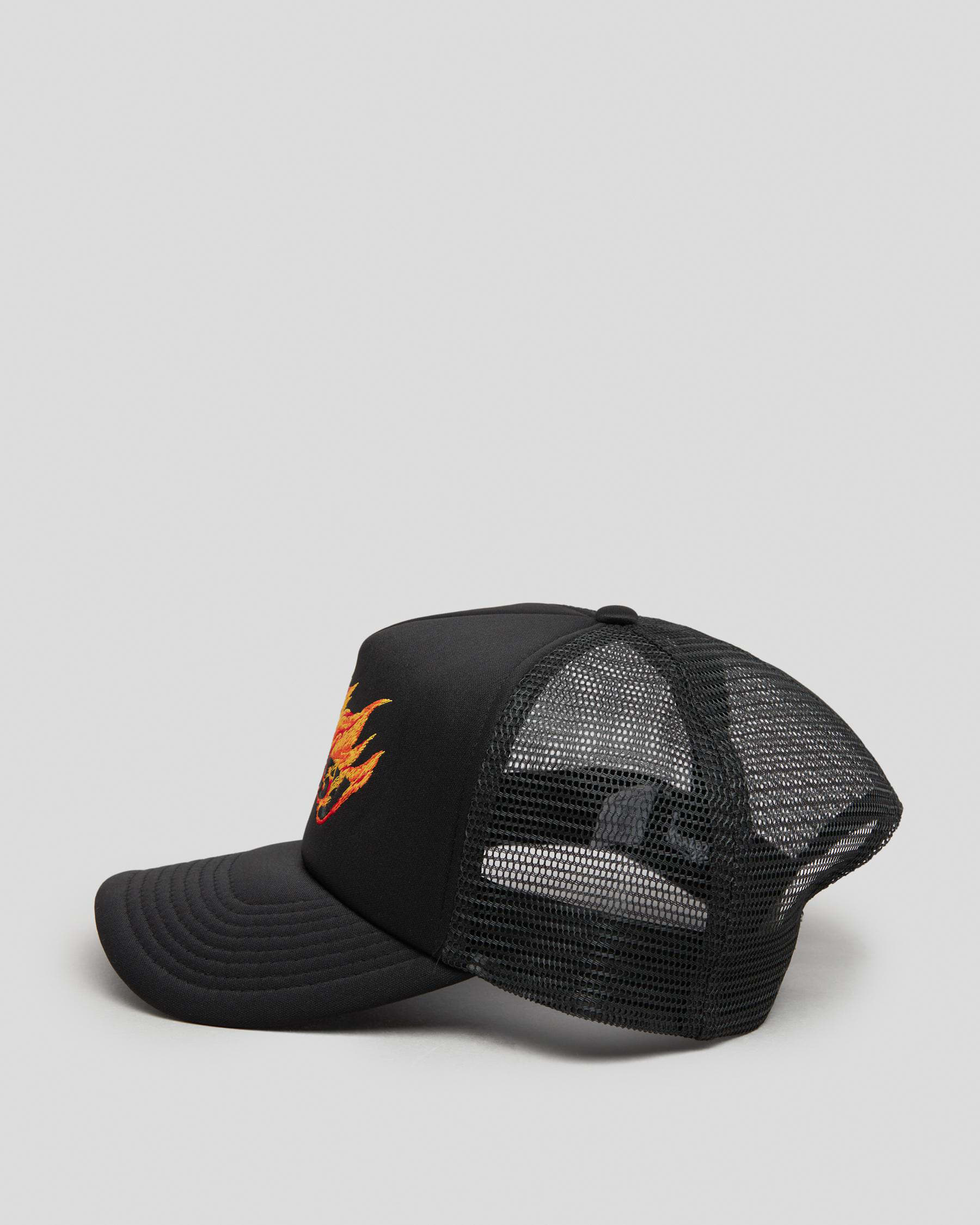 Stussy Flames Trucker Cap In Black - Fast Shipping & Easy Returns