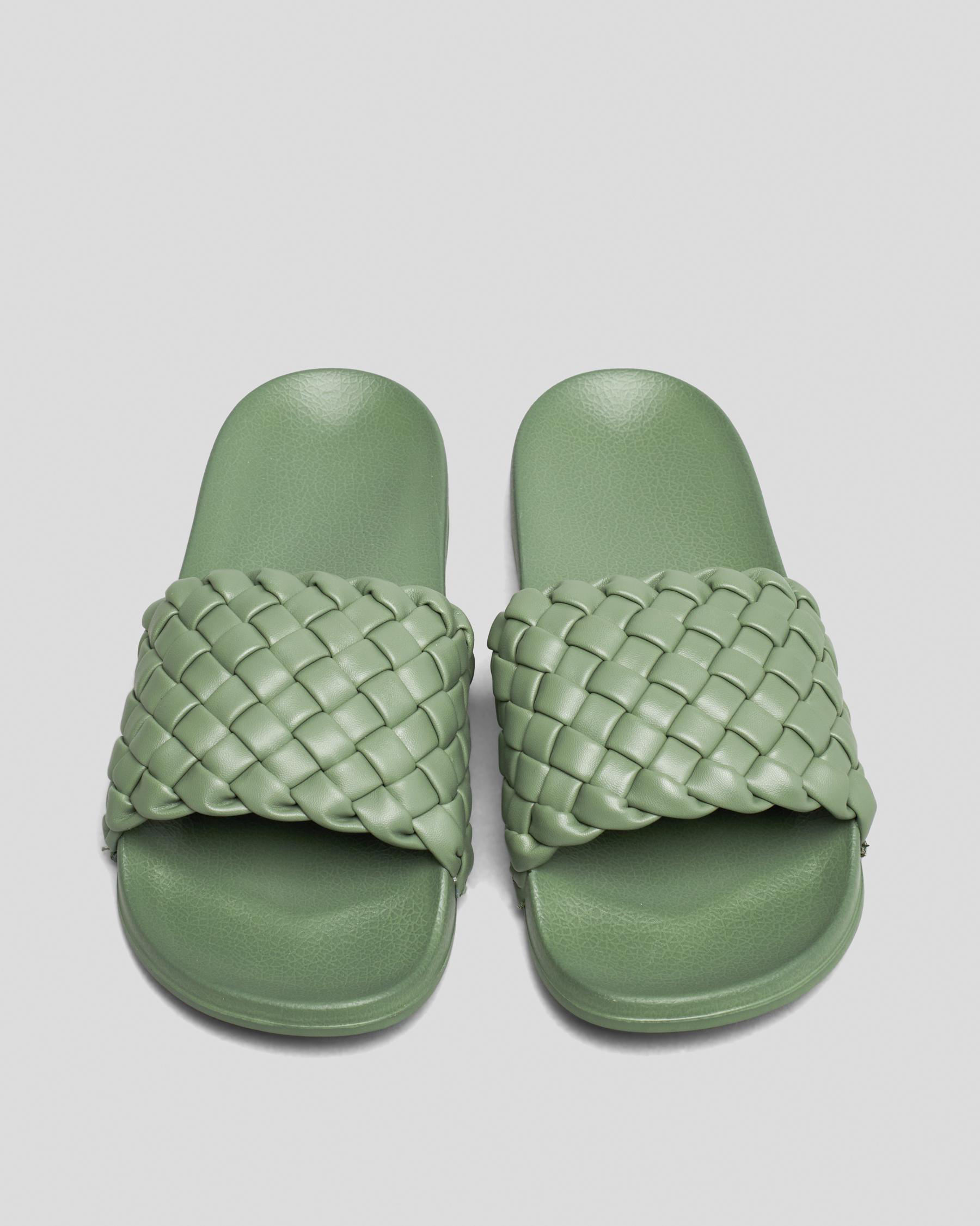Shop Roxy Slippy Puff Slide Sandals In Forest Green - Fast Shipping ...