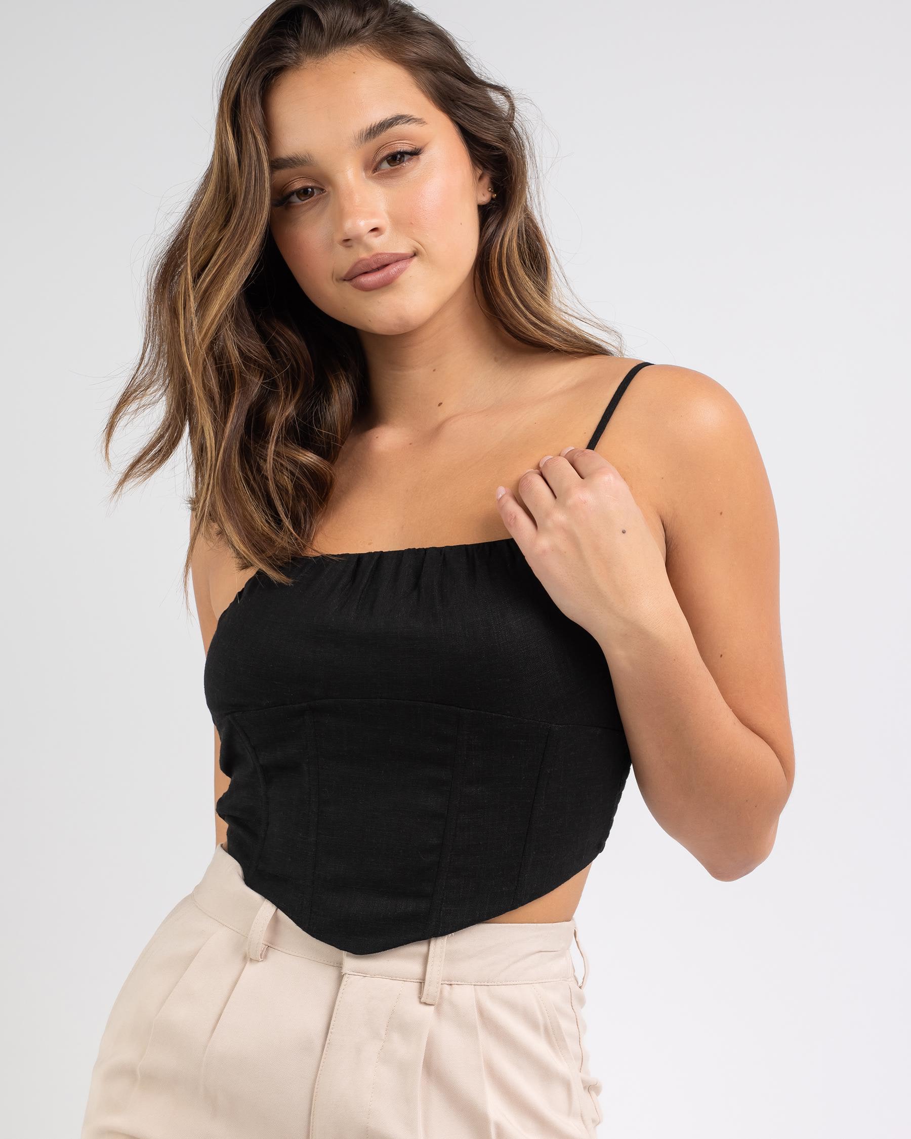 Shop Mooloola Carter Corset Top In Black - Fast Shipping & Easy Returns ...