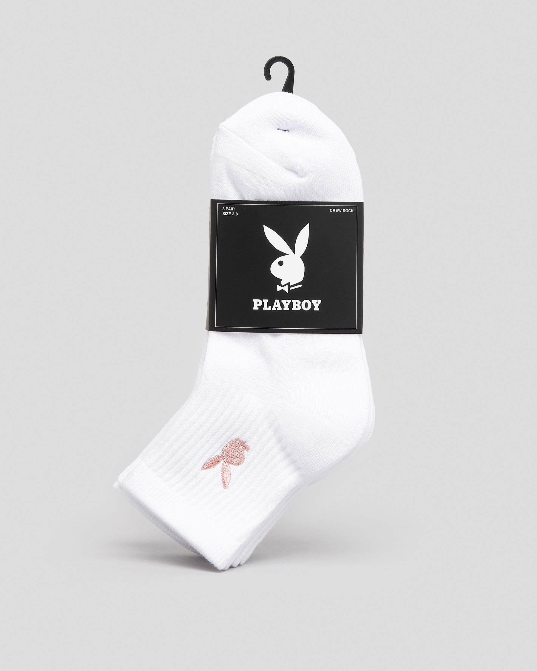 Shop Playboy Womens Bunny Basics Sock Pack In White - Fast Shipping ...