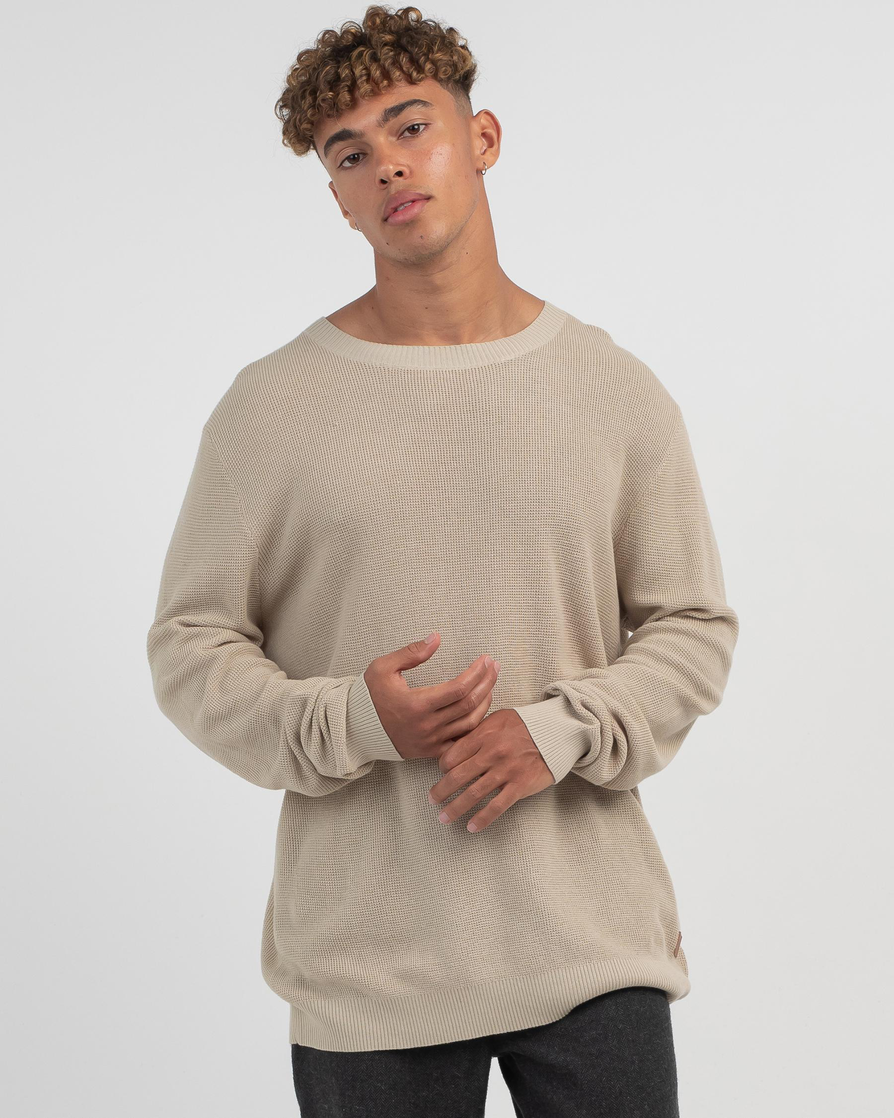 Shop Rusty Cradle Lightweight Crew Knit Sweatshirt In Pumice Stone ...