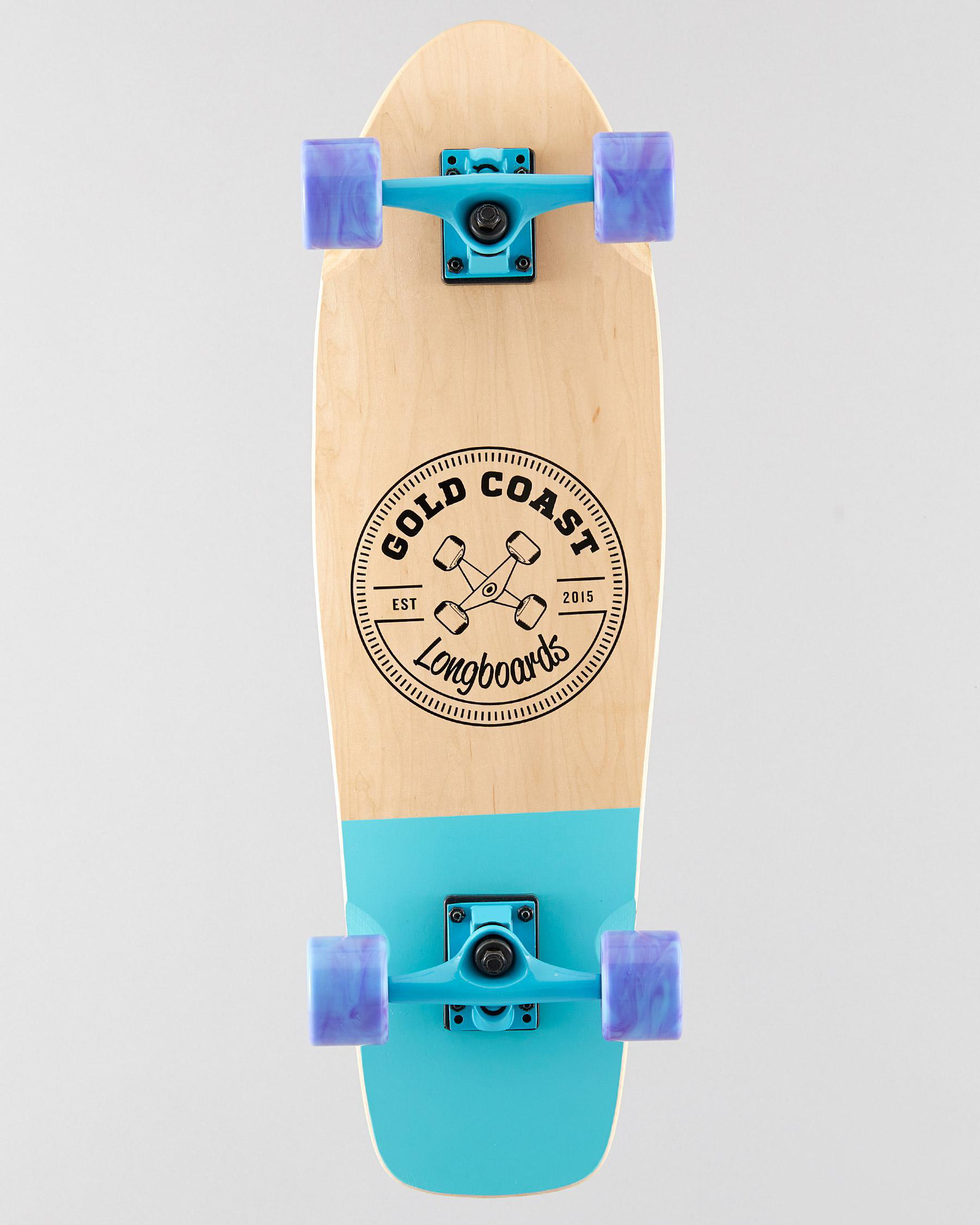 Gold Coast Longboards Diptail 28" Cruiser Skateboard In Natural/black/blue Fast Shipping