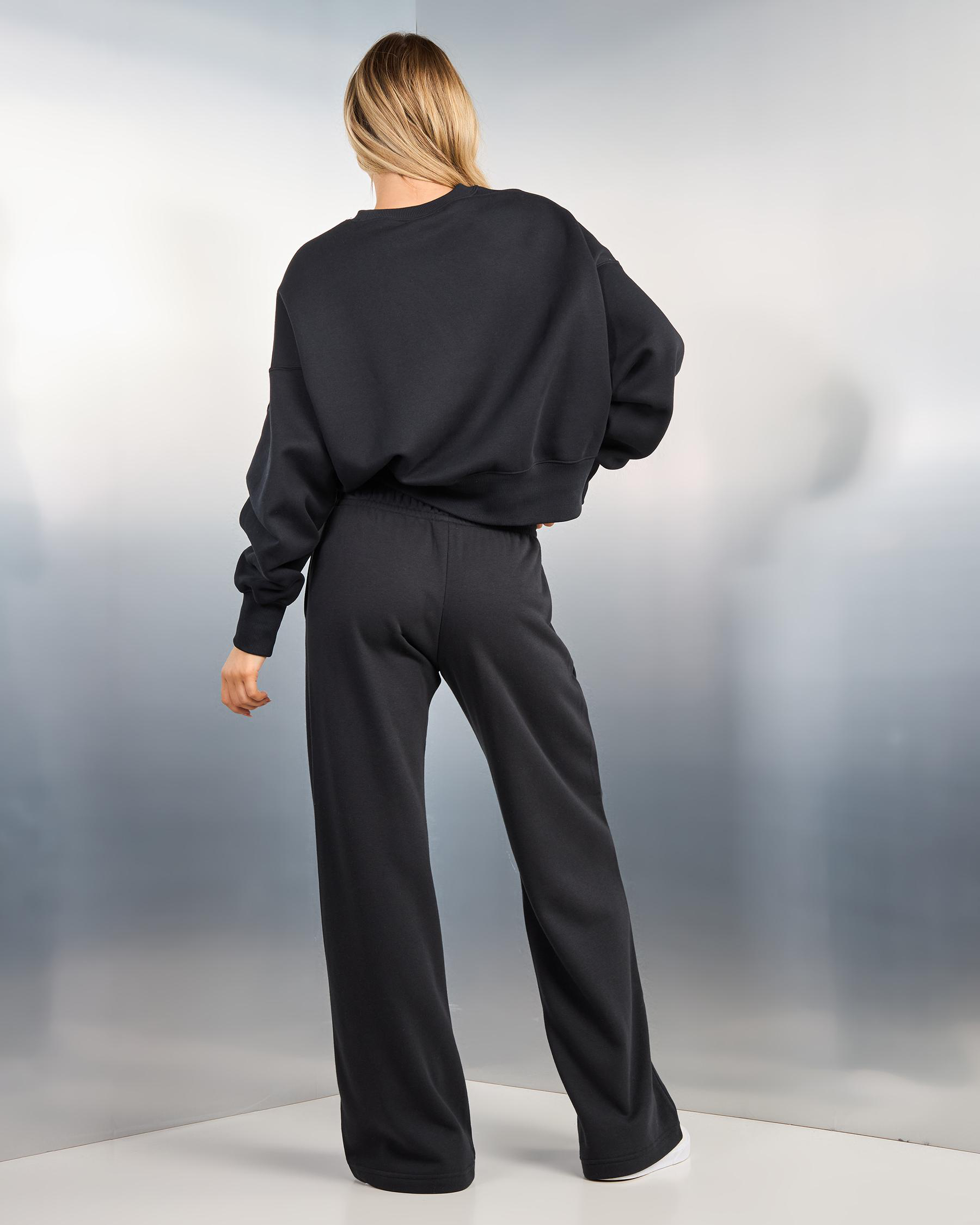 Nike Club Wide Leg Track Pants In Black/white Fast Shipping & Easy