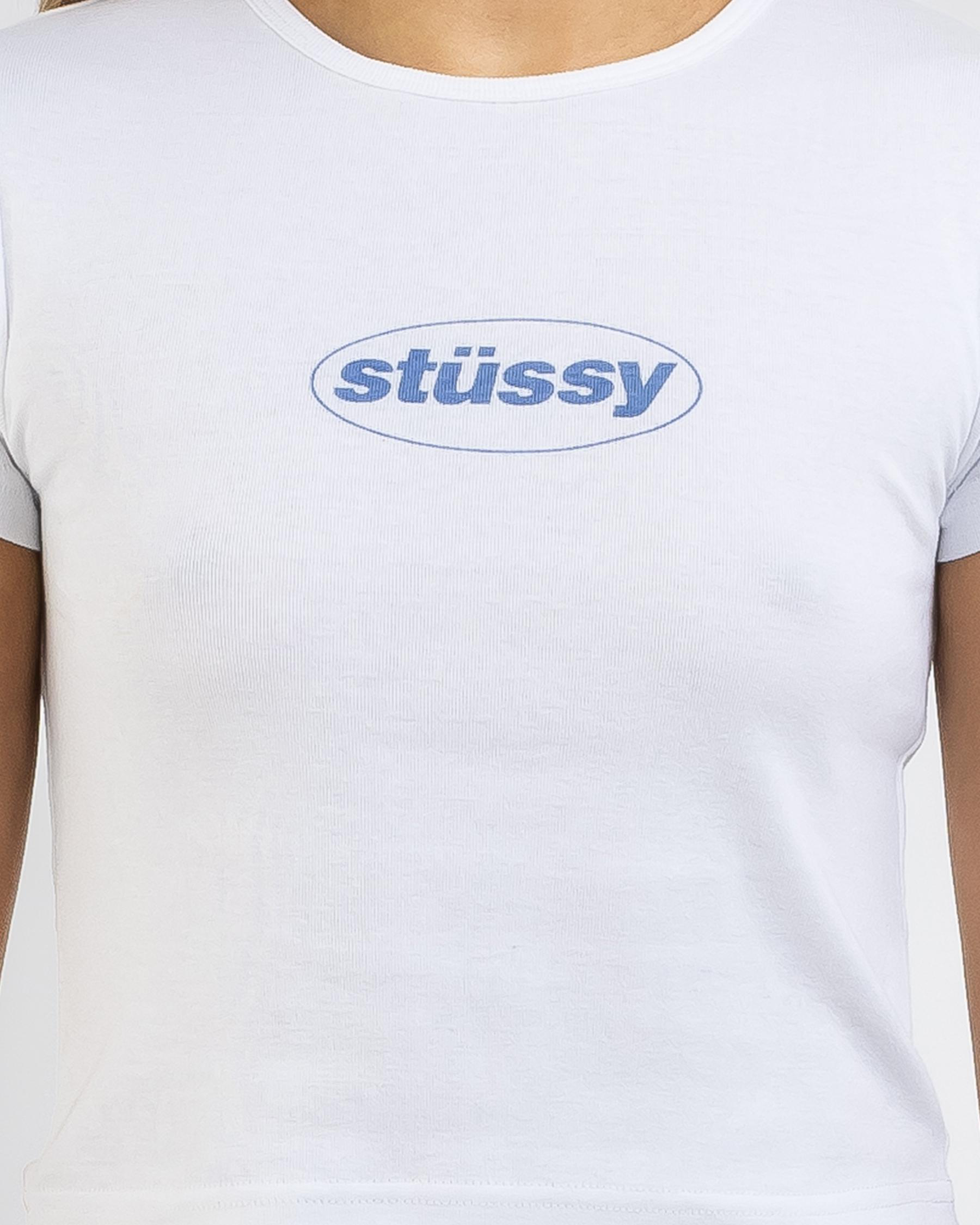 Shop Stussy Soul Rib Baby Tee In White Fast Shipping & Easy Returns