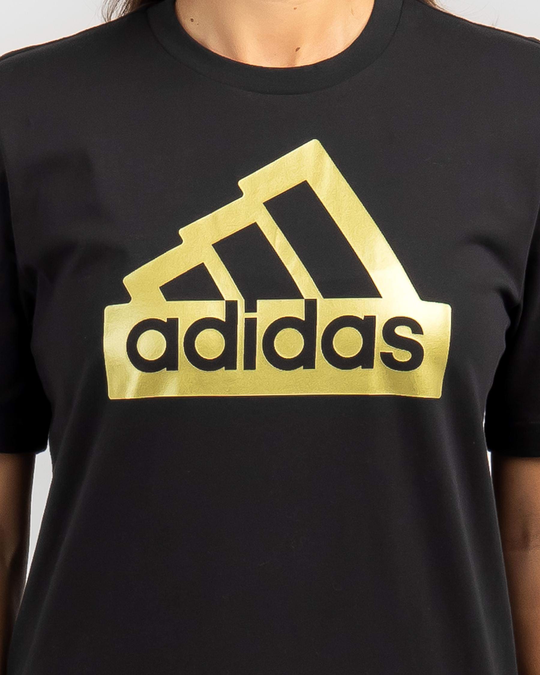 Adidas Future Icons Metallic T-Shirt In Black - Fast Shipping & Easy ...