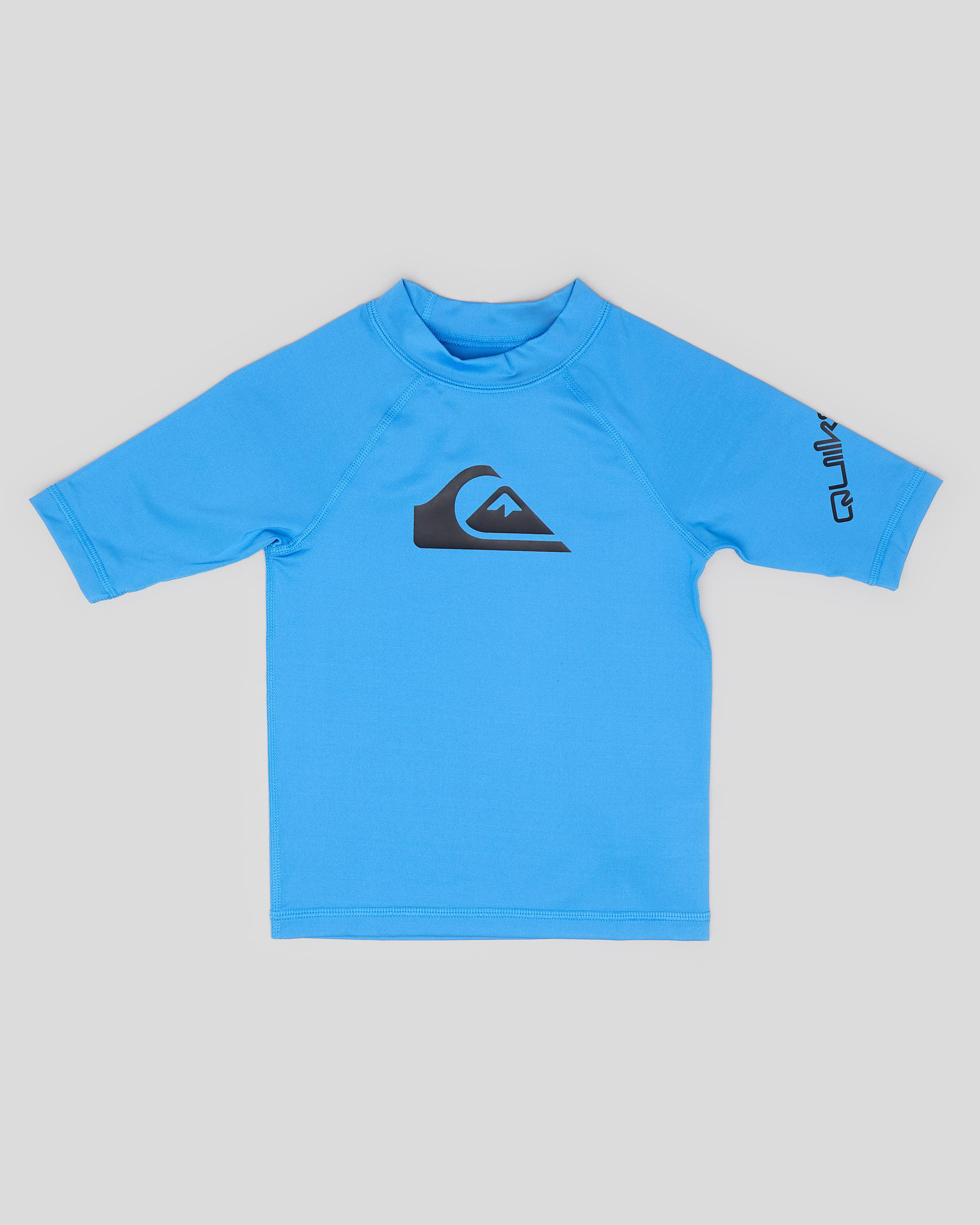 Shop Quiksilver Toddlers' All Time Short Sleeve Rash Vest In Blithe