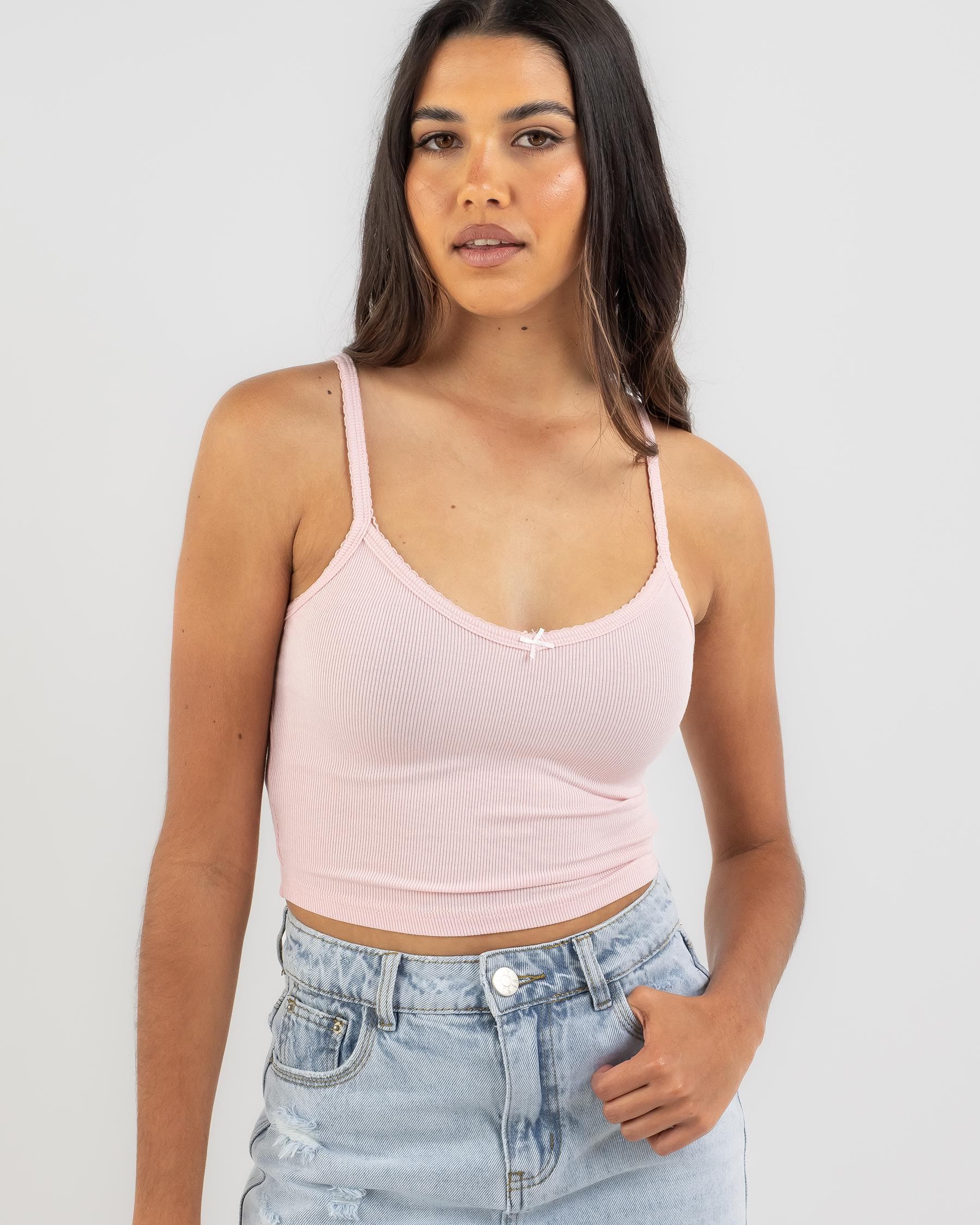 Shop Mooloola Basic Cami Tank Top In Baby Pink/white - Fast Shipping ...