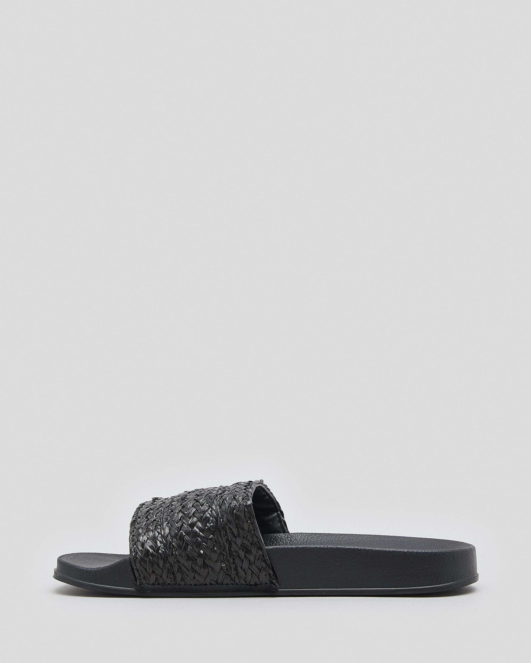 Roxy Slippy Jute Slide Sandals In Black - Fast Shipping & Easy Returns ...