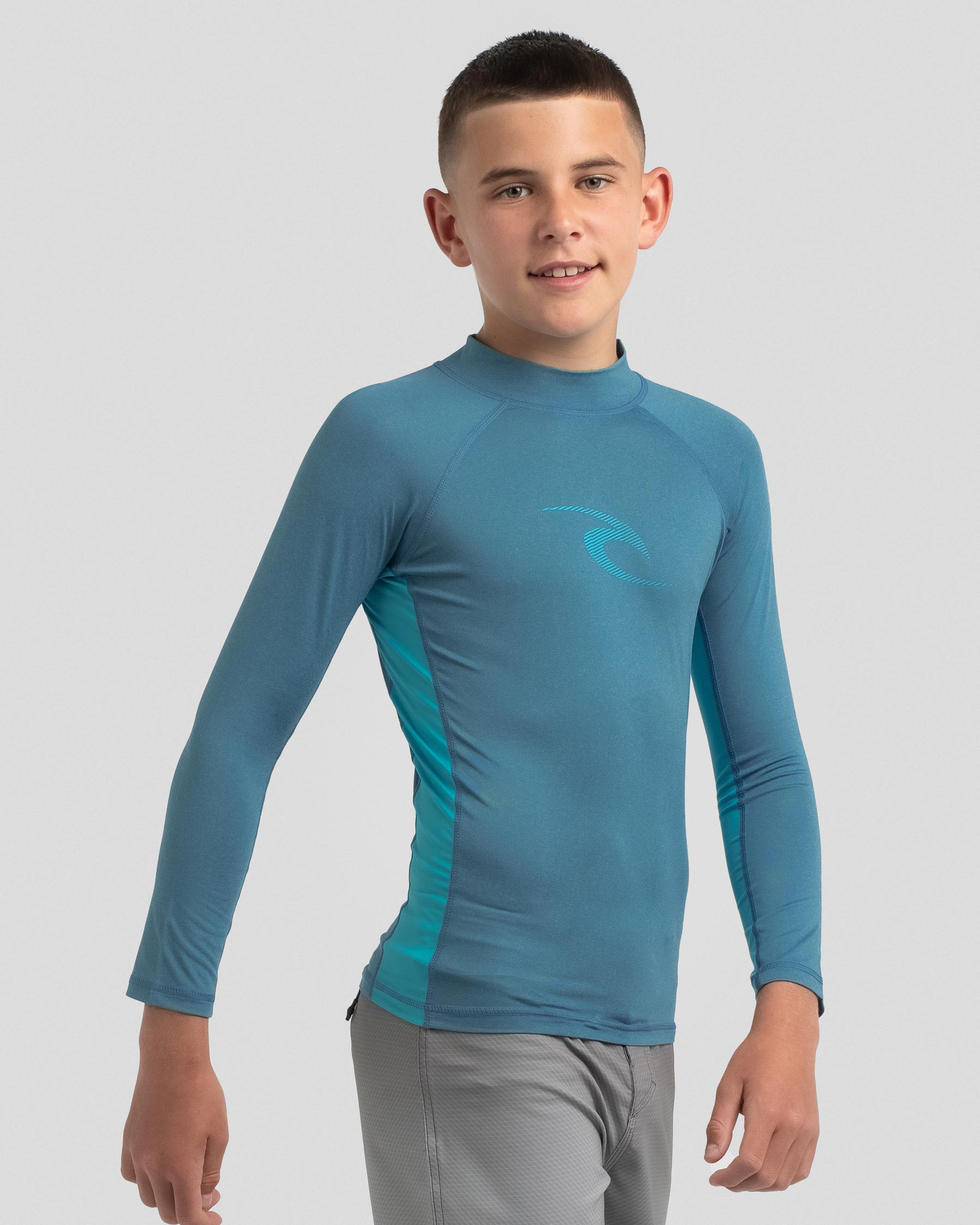 Shop Rip Curl Boys' Wave Long Sleeve Wet Shirt In Blue Marle - Fast ...