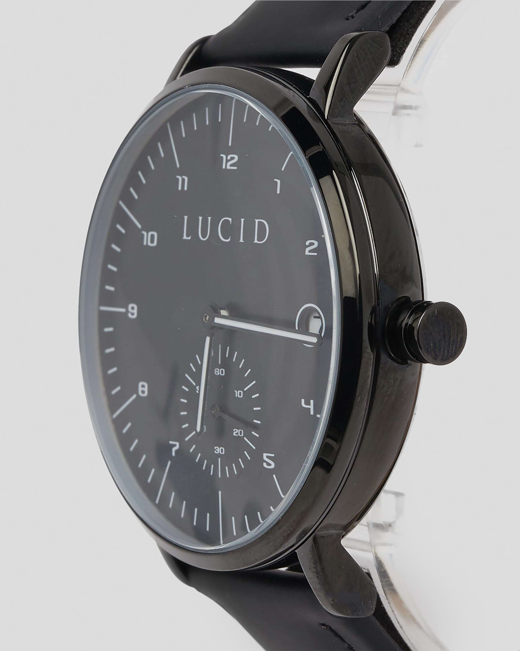 Lucid Substance Watch In Black / Black Leather - FREE* Shipping