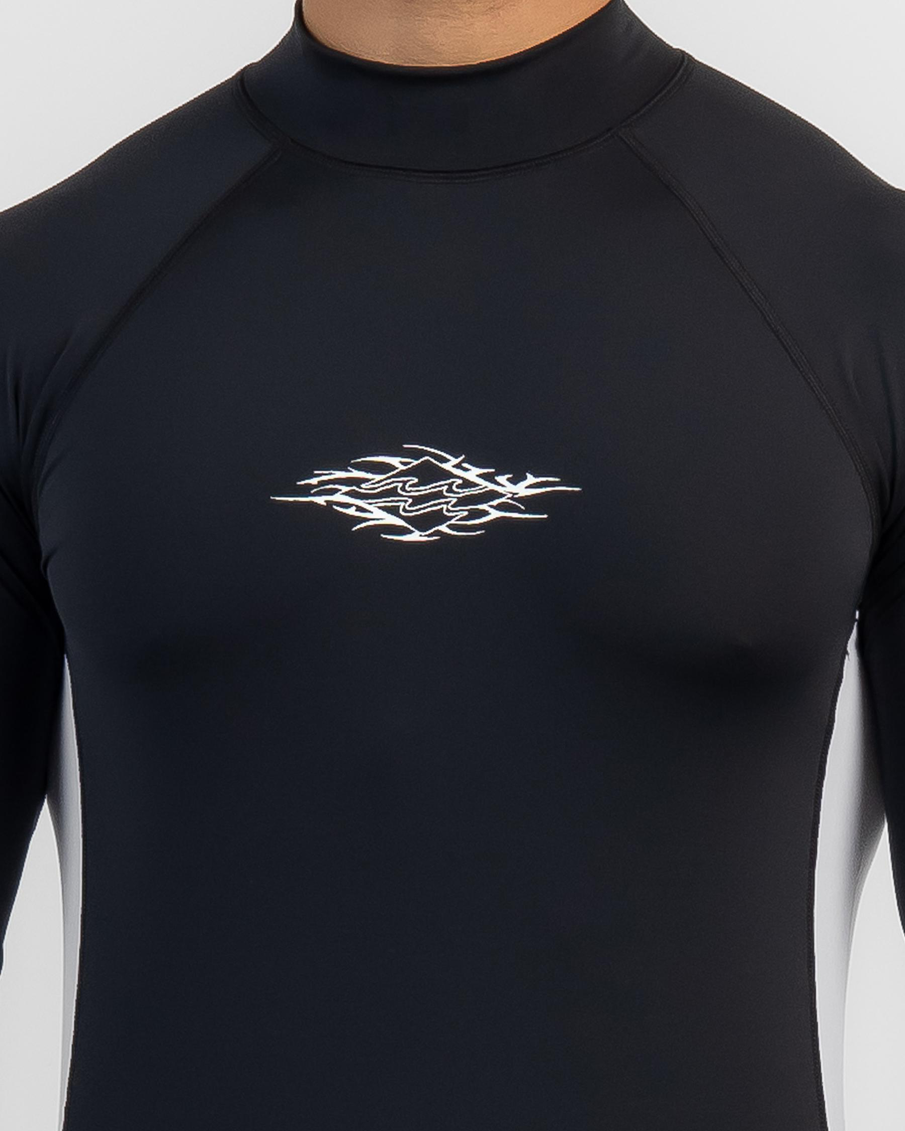 Shop Billabong Jimmy Contrast Rash Vest In Black White Fast Shipping