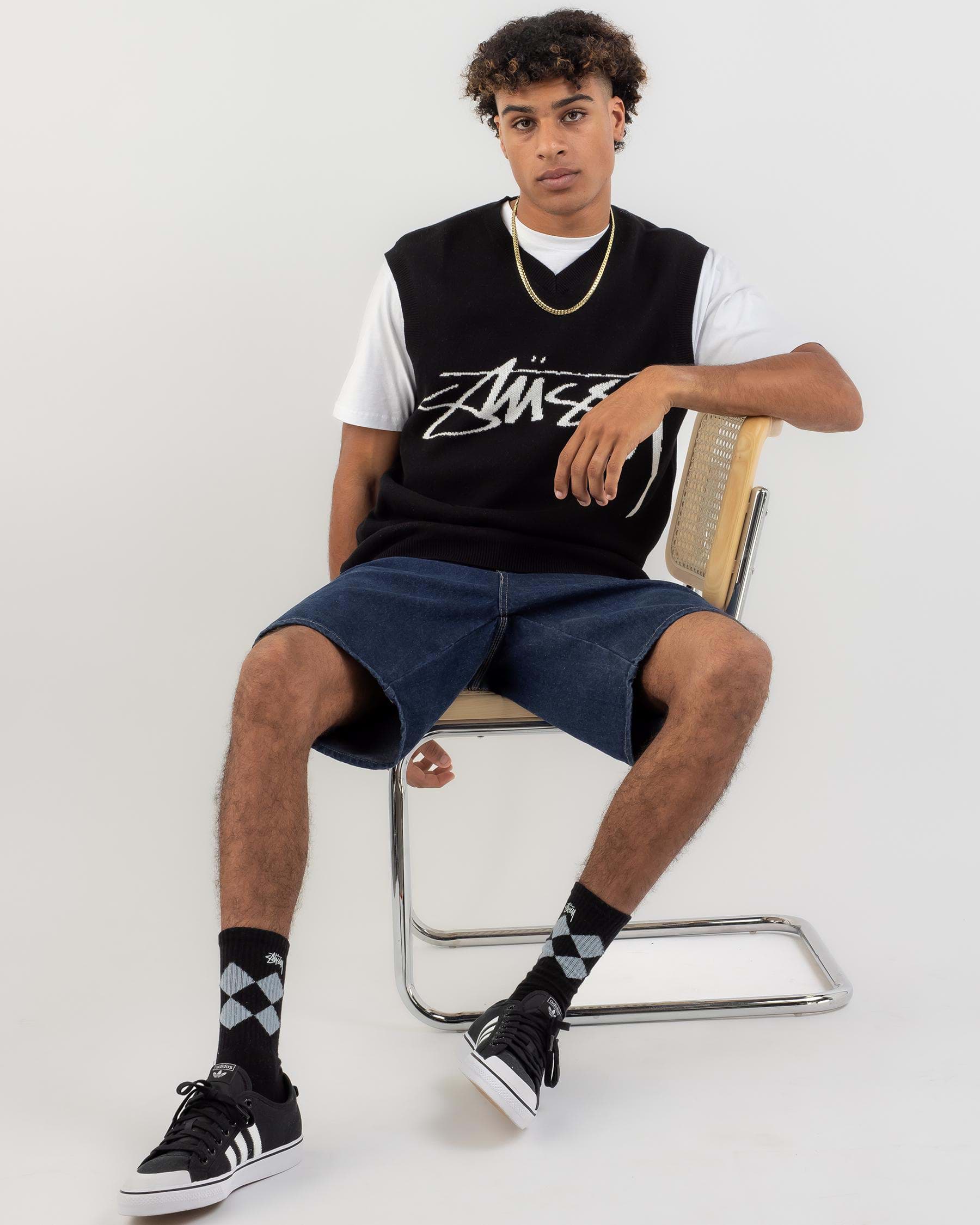 Stussy Smooth Stock Knitted Vest In Black - Fast Shipping & Easy