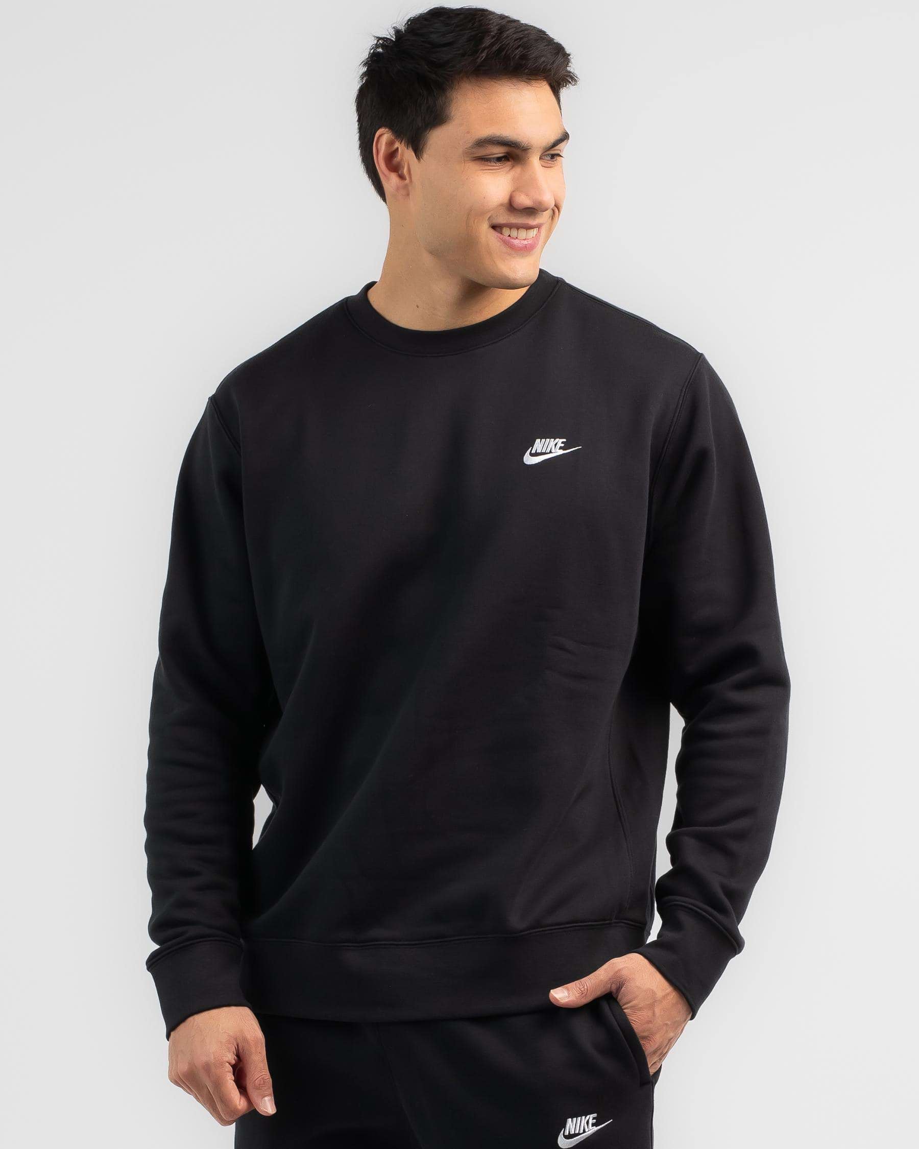 Nike Sportswear Club Crew Sweatshirt In Black/white - Fast Shipping ...