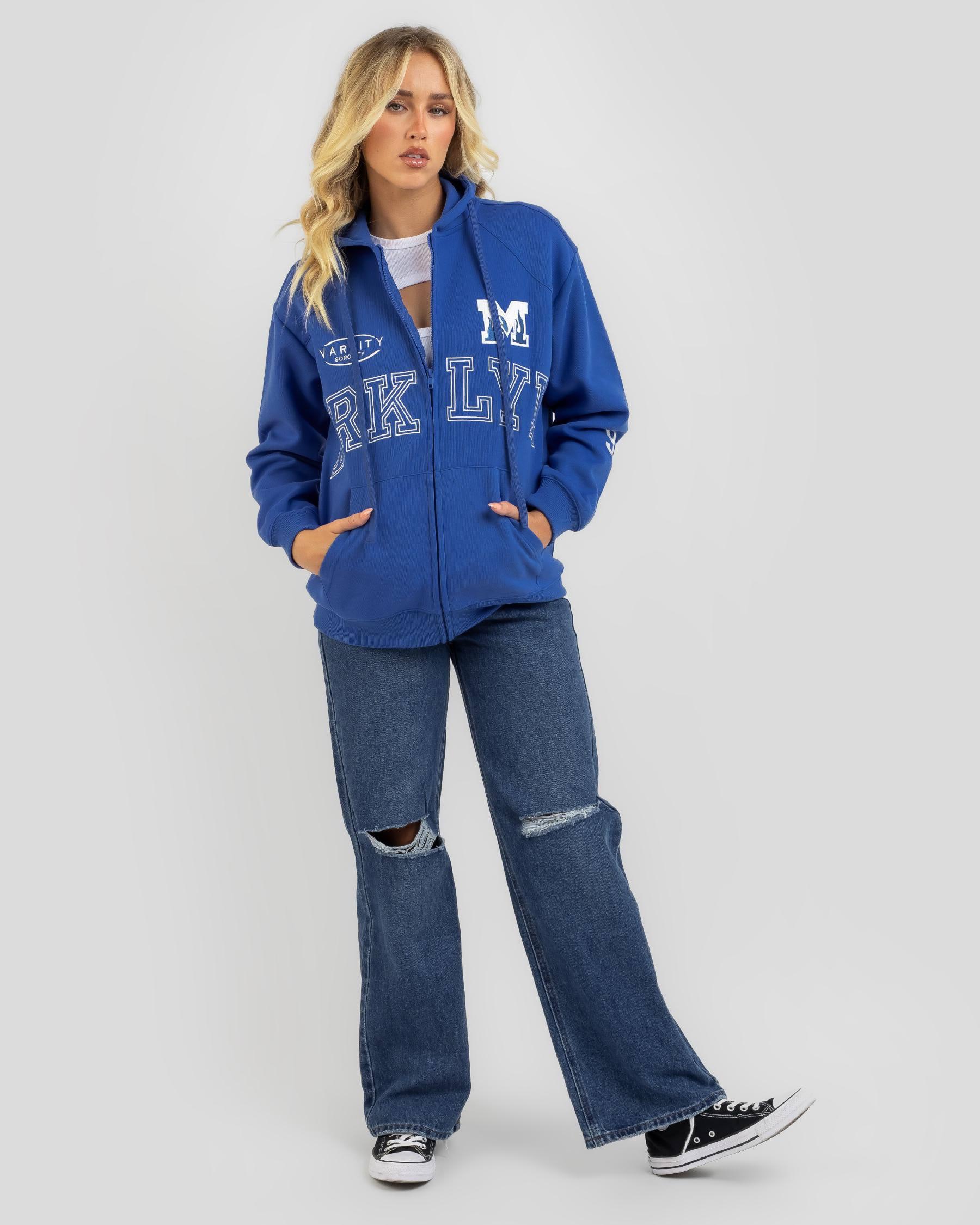Ava And Ever Brooklyn Zip Up Sweat In Blue/white - Fast Shipping & Easy ...