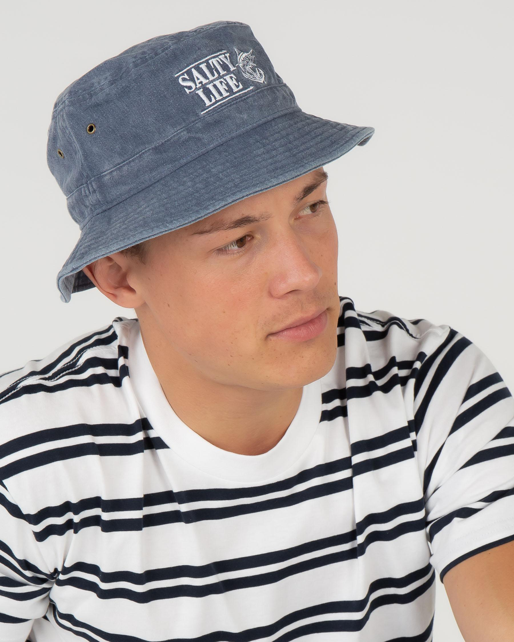 Salty Life Scope Bucket Hat In Blue Denim Fast Shipping & Easy