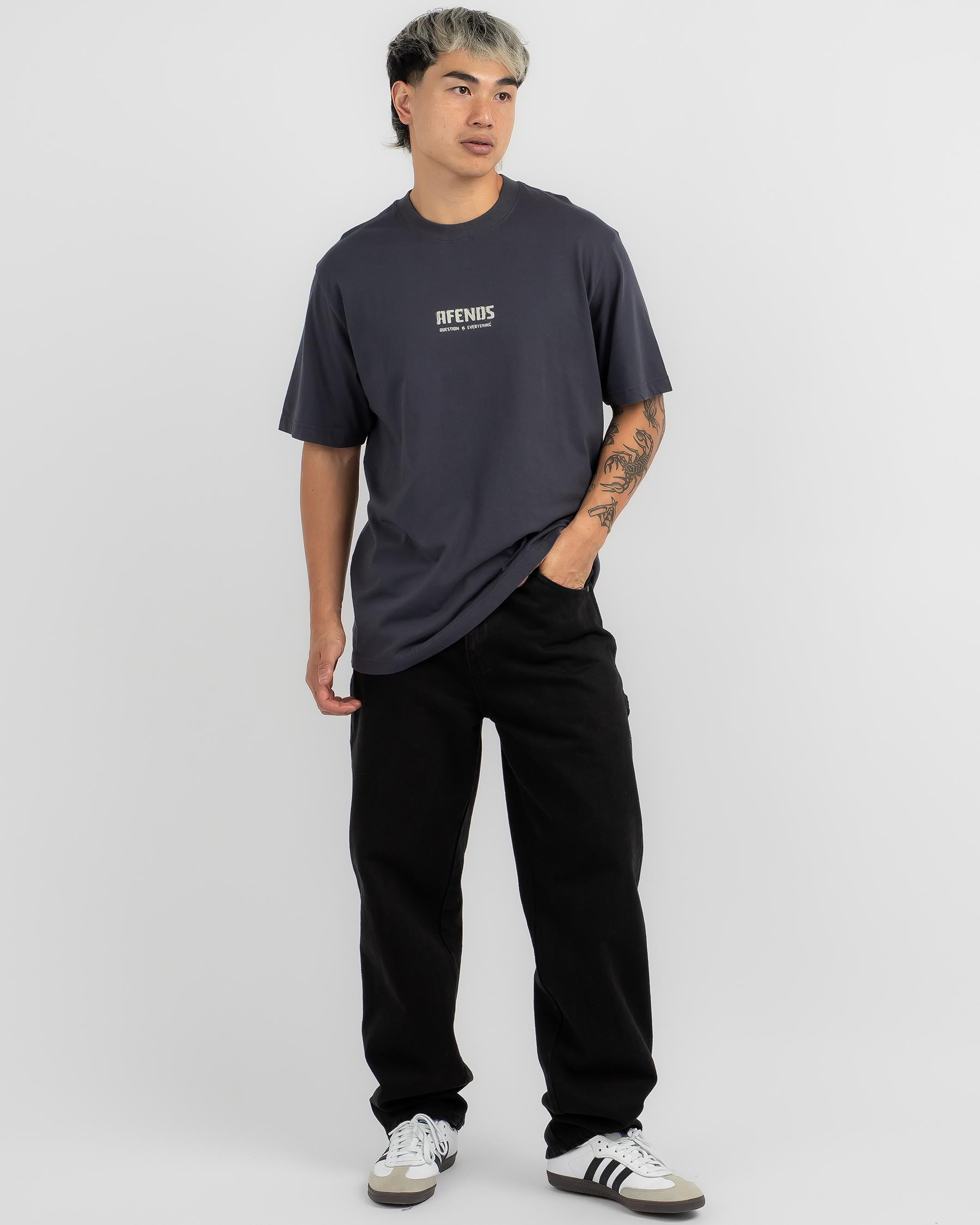 Shop Afends Questions T-Shirt In Charcoal - Fast Shipping & Easy ...