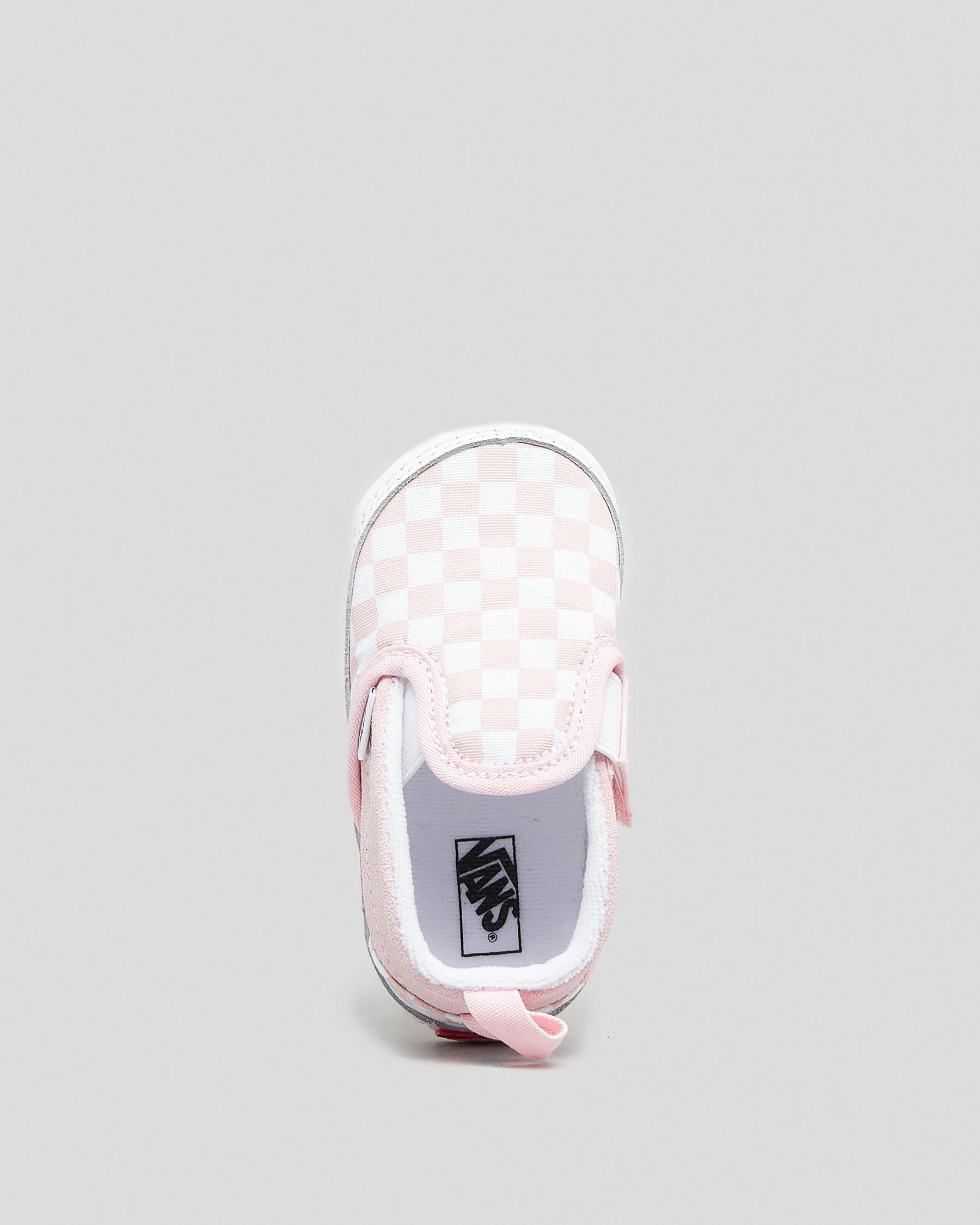 Shop Vans Crib Slip On Shoes In Blushing Checkerboard/white Fast