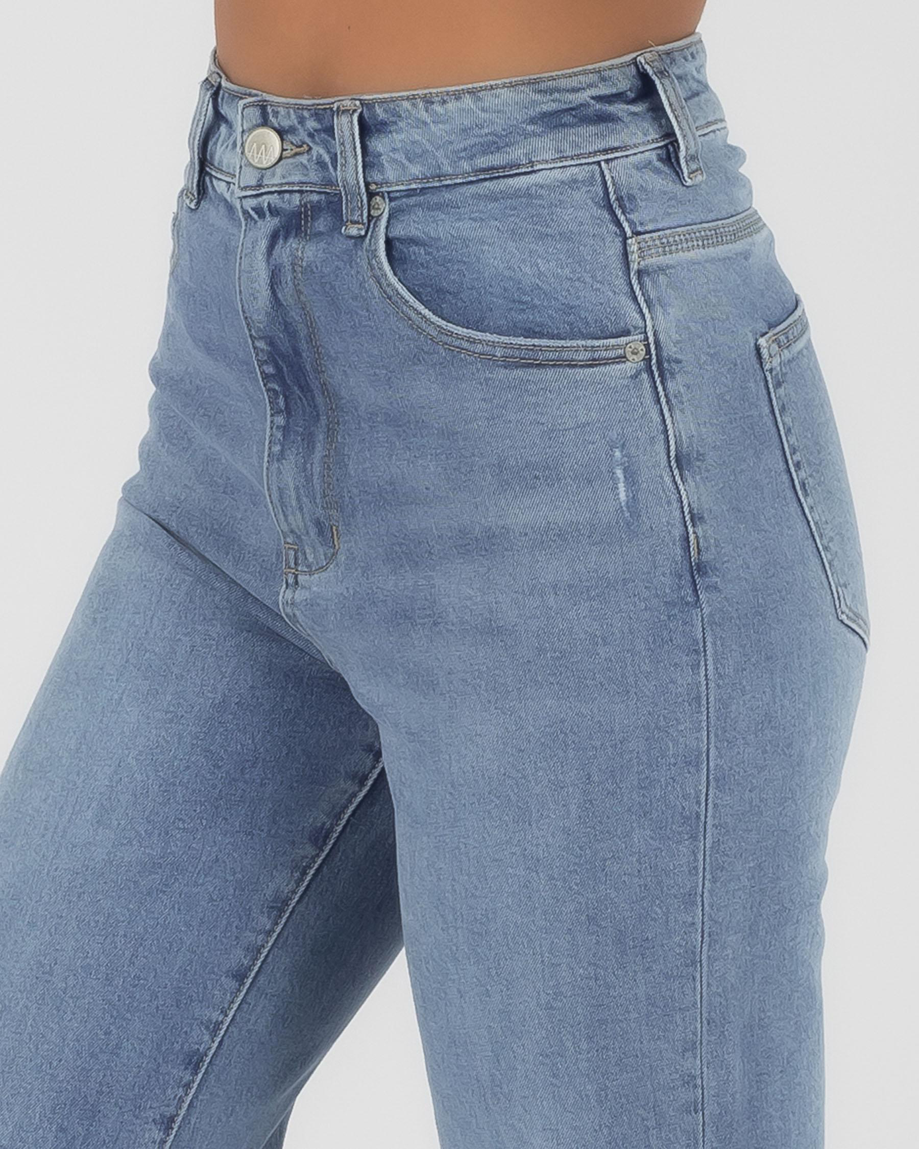 Shop Ziggy Denim Hi Mum Jeans In Reality Blue Trash Fast Shipping