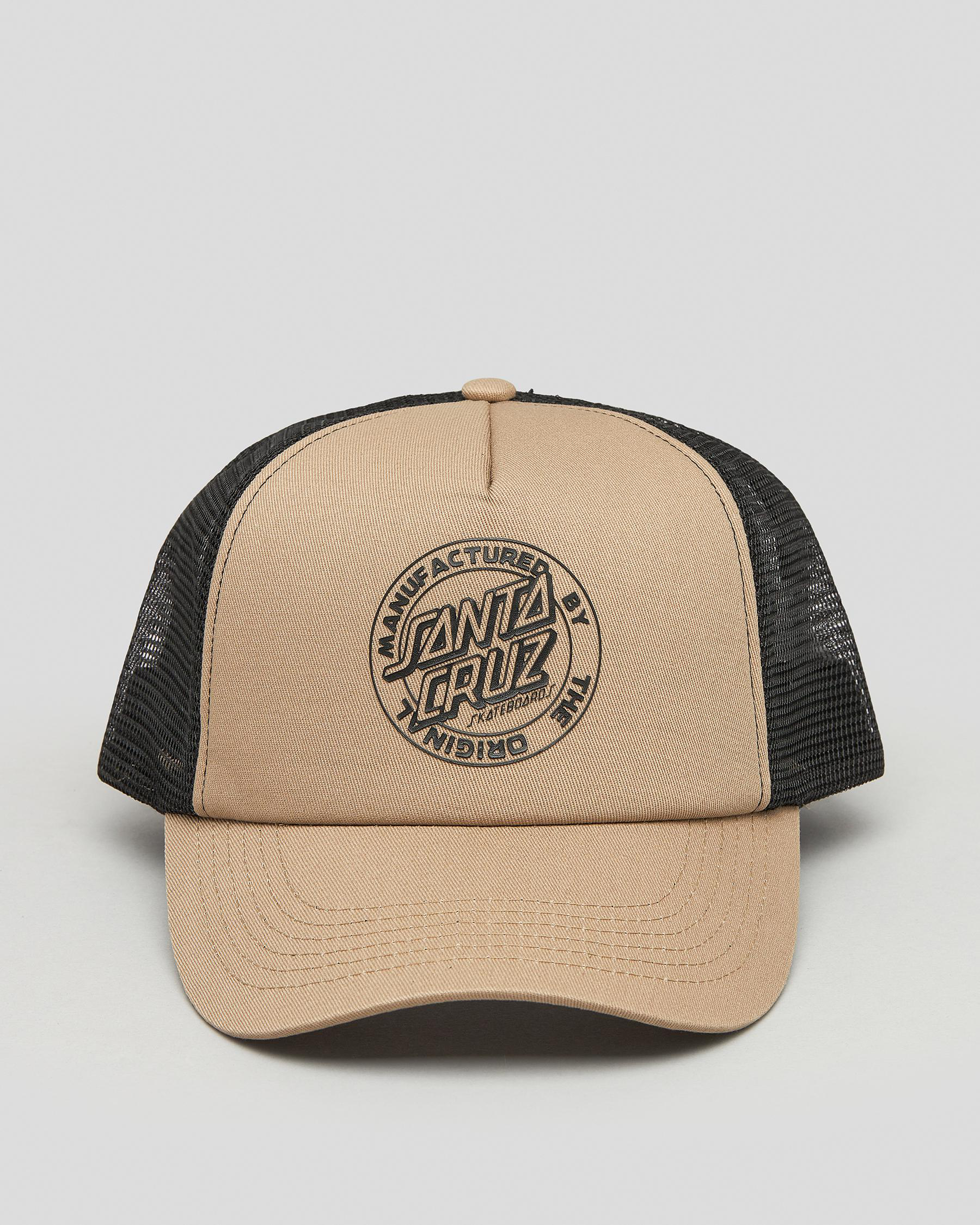 Shop Santa Cruz MFG Dot Trucker Cap In Cobblestone - Fast Shipping ...