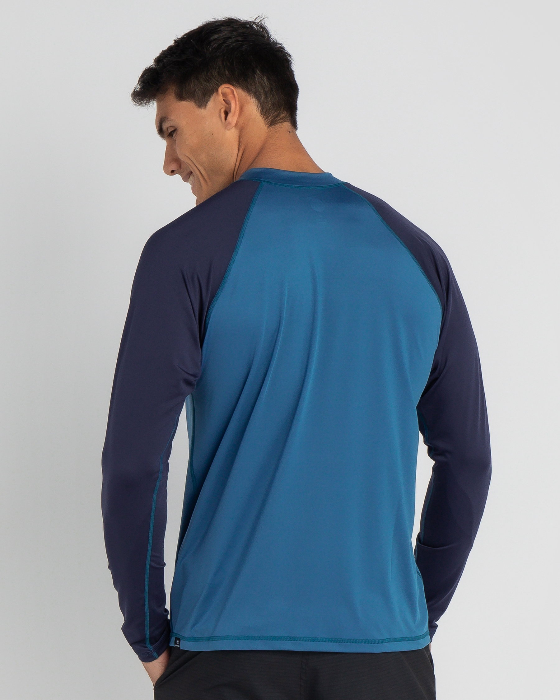 Shop Rip Curl Shockwave Relaxed Long Sleeve Rash Vest In Blue - Fast Shipping & Easy Returns 