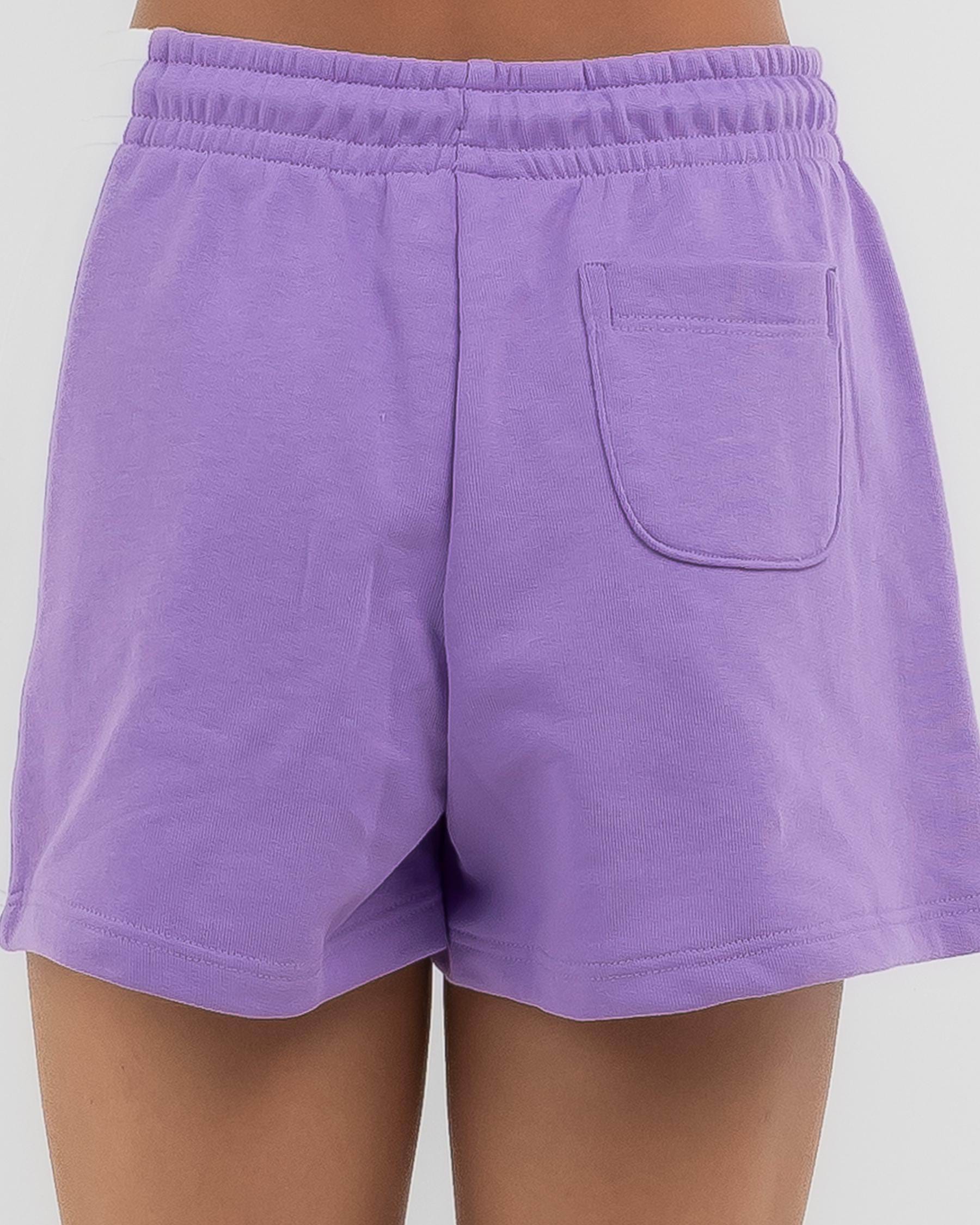 Shop Champion Girls' French Terry Panel Shorts In Lilac - Fast Shipping ...