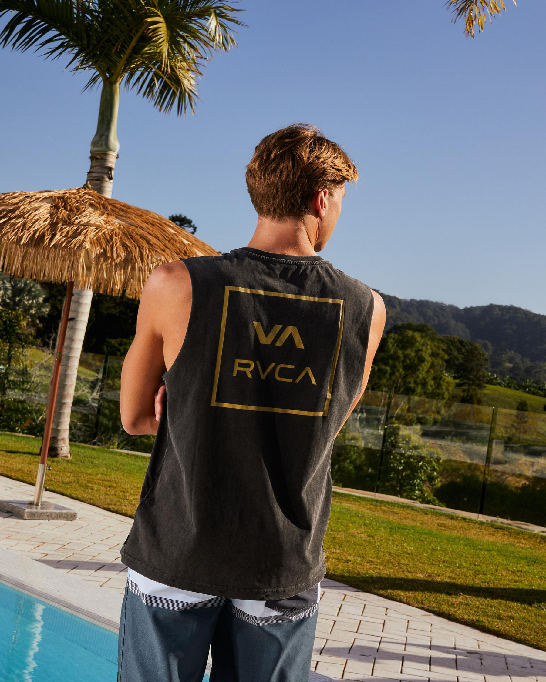 Shop RVCA VA All The Ways Muscle Tank In Black Acid Fast Shipping