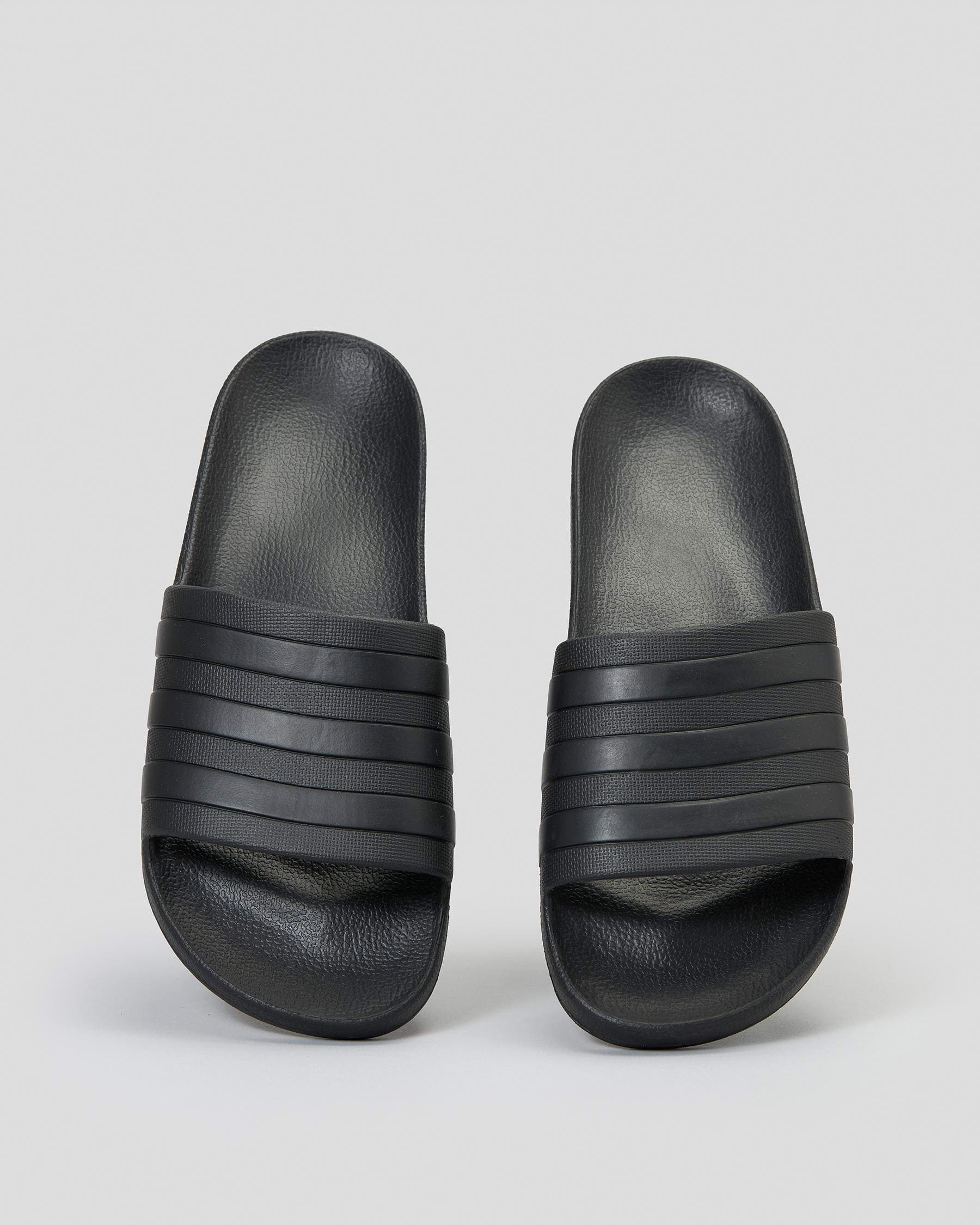 Adidas Womens' Adilette Aqua Slide Sandals In Core Black/core Black ...