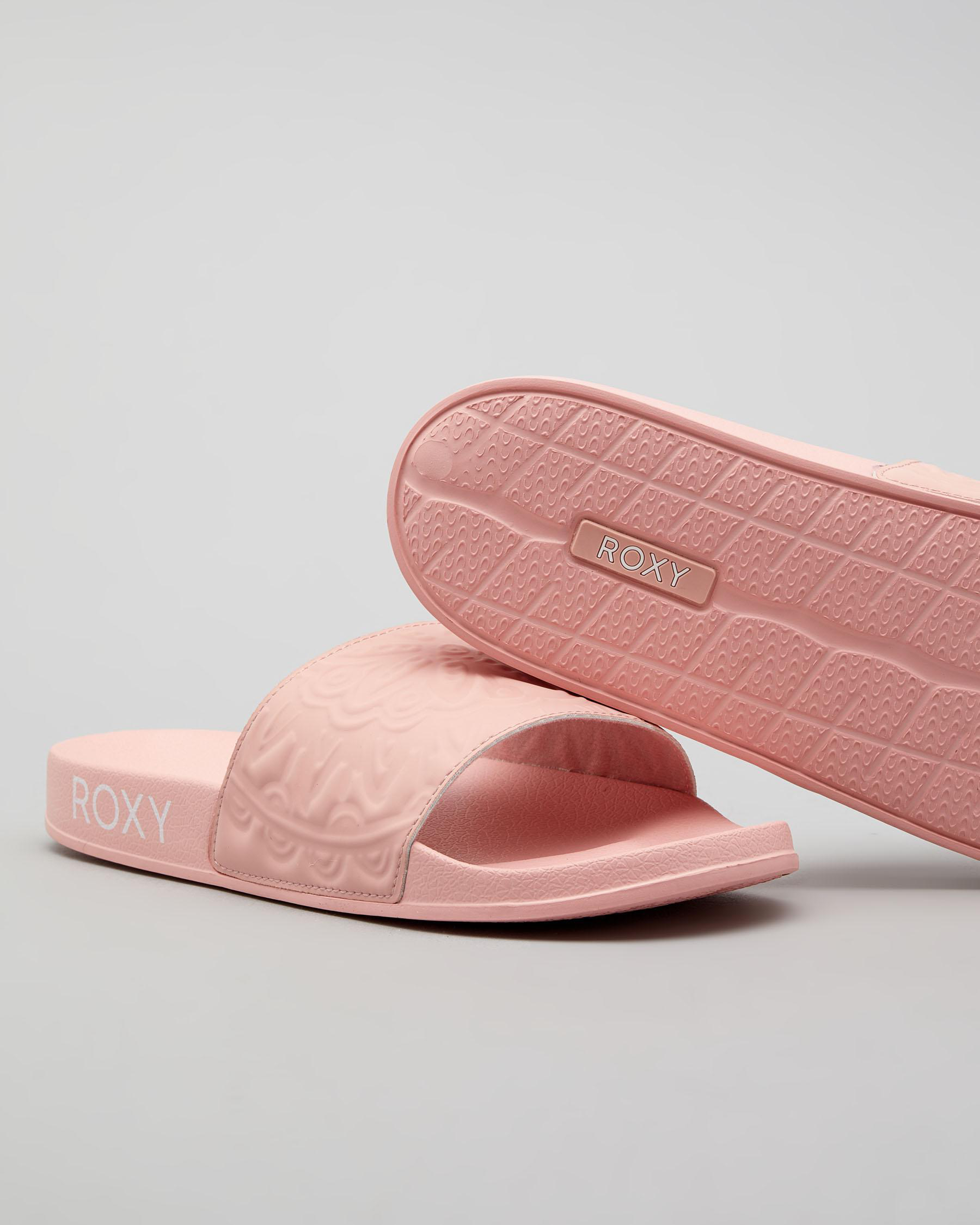 Roxy Slippy Mandala Slide Sandals In Amber Rose - Fast Shipping & Easy ...