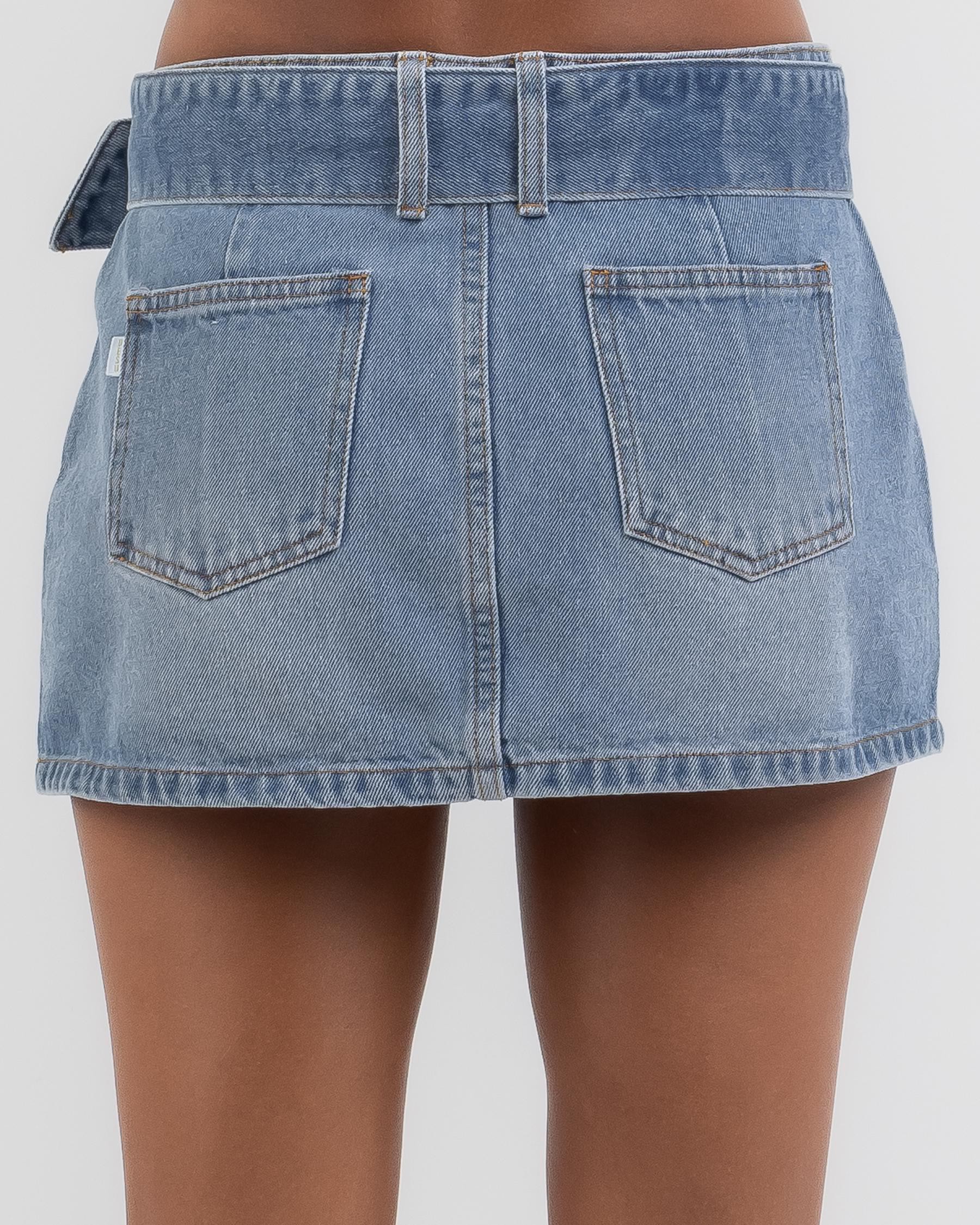 DESU Low Rise Buckle Mini Skirt In Dark Mid - Fast Shipping & Easy ...