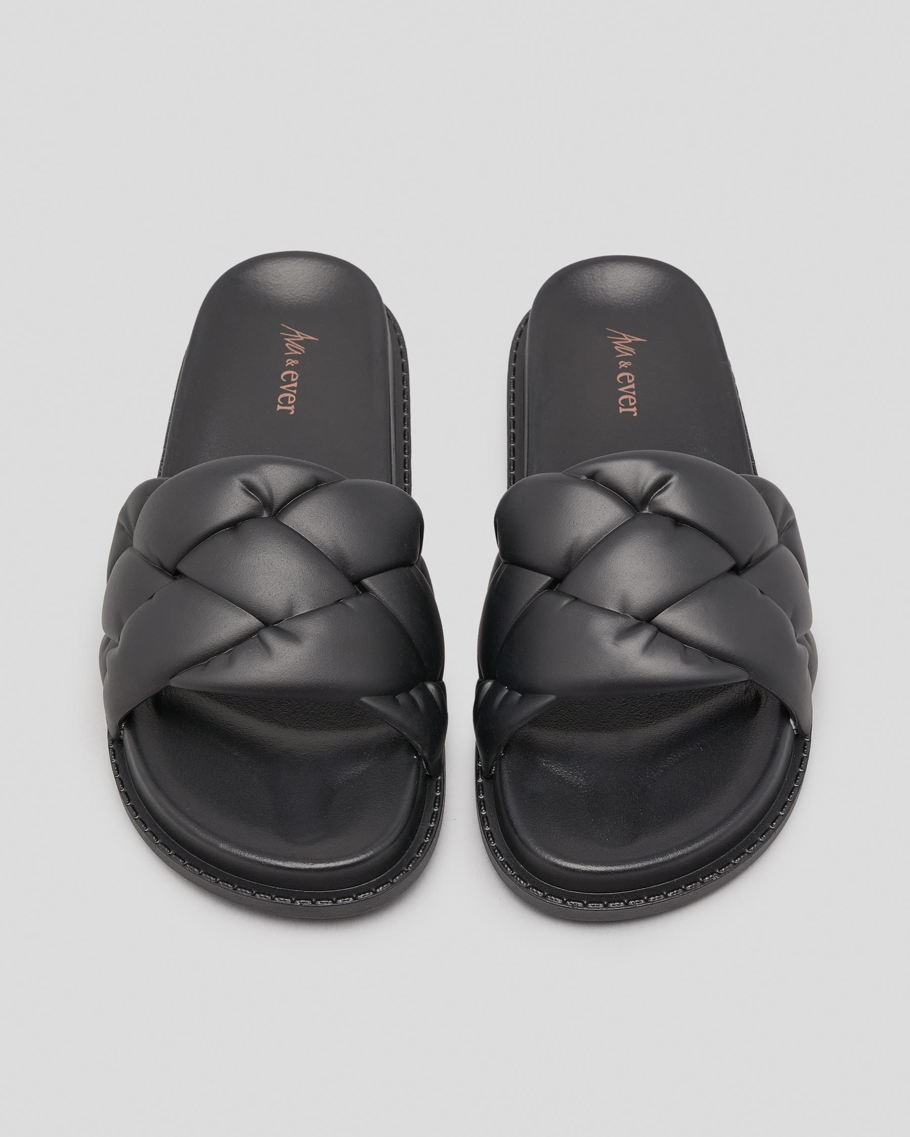 Ava And Ever Keira Slide Sandals In Black - Fast Shipping & Easy ...