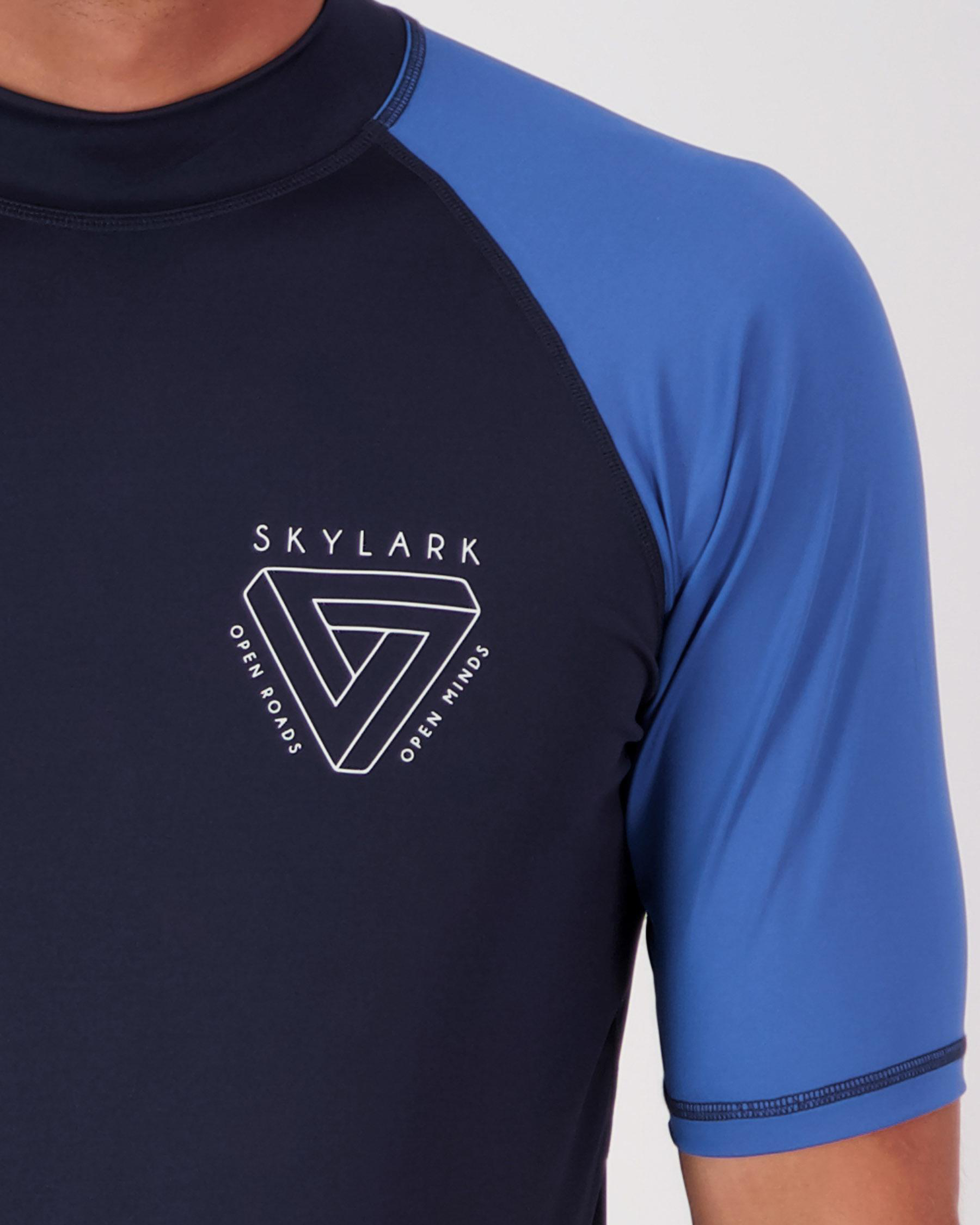 Shop Skylark Plaster Short Sleeve Rash Vest In Navy/blue - Fast ...