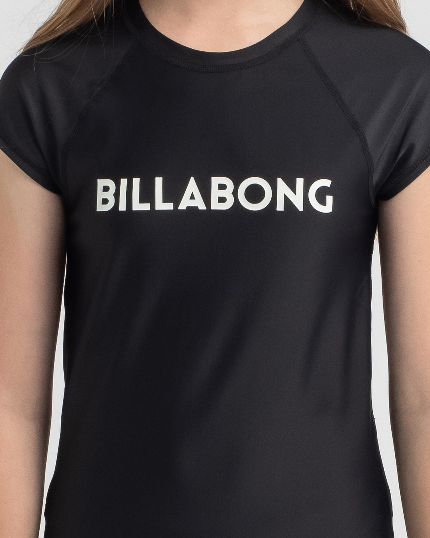 Billabong Girls' Dancer Short Sleeve Rash Vest In Black Fast Shipping