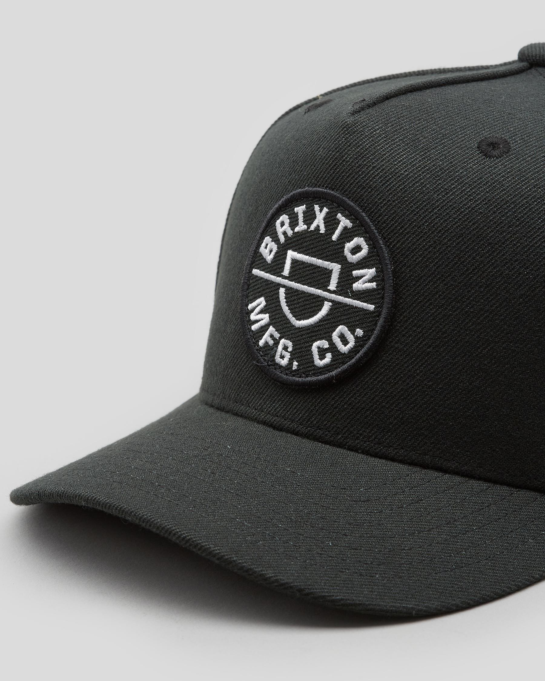 Shop Brixton Crest C MP Snapback Cap In Black - Fast Shipping & Easy ...