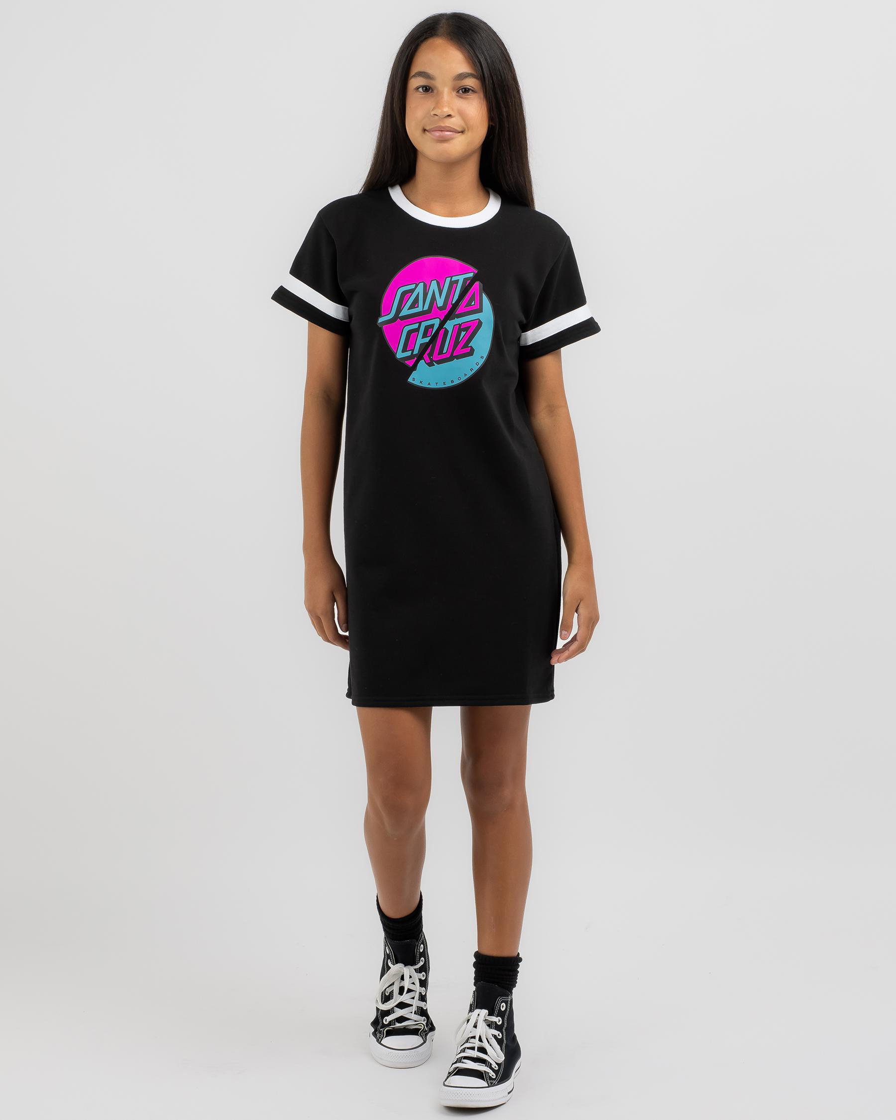 Santa Cruz Girls 8-16 Free Spirit Floral Stack Front Crew Neck (Pink Coral Tie Dye) main image 1