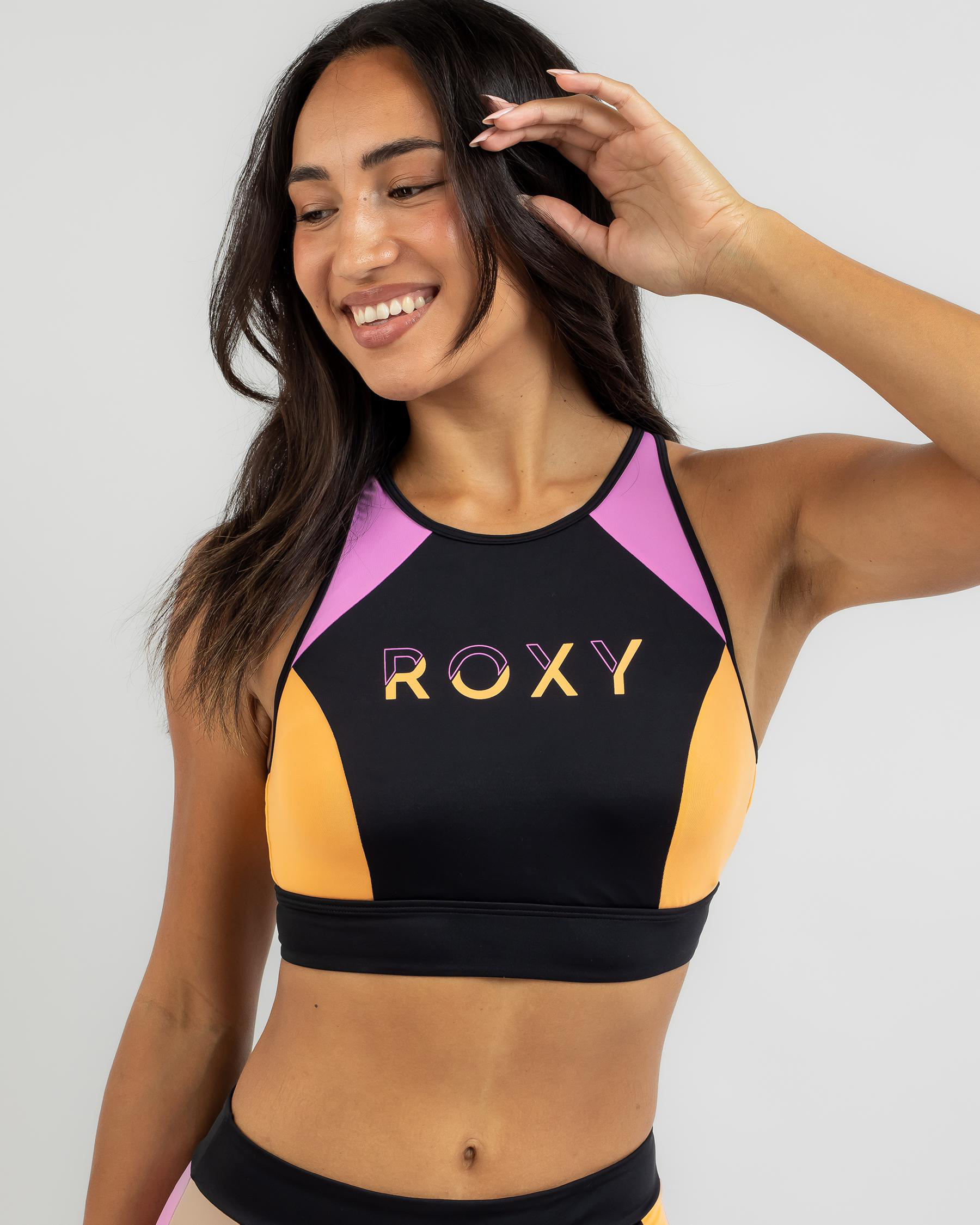 Roxy Active Full Support Bikini Top In Anthracite City Beach United