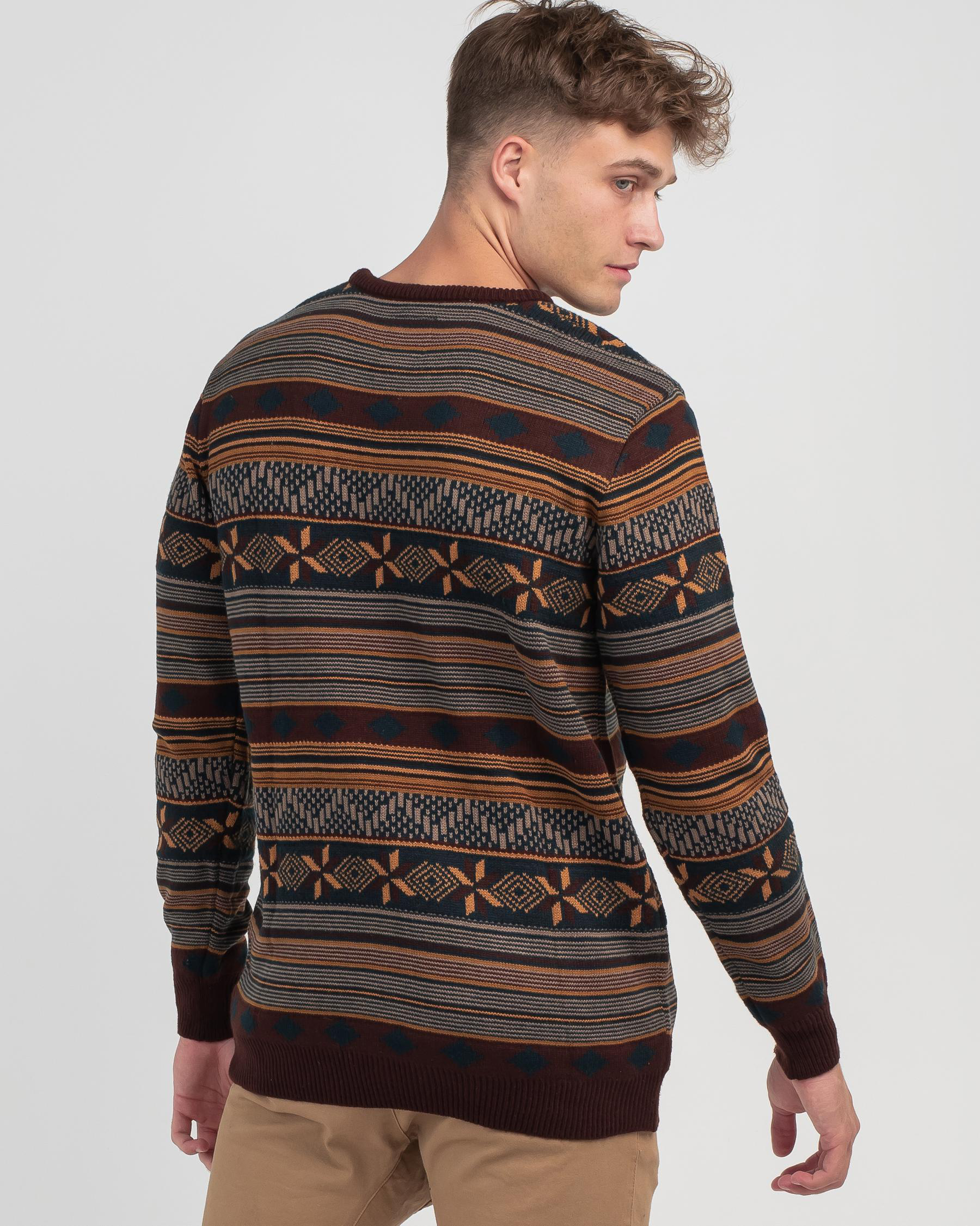 Shop Skylark Ambitious Knit Jumper In Navy/brown - Fast Shipping & Easy ...