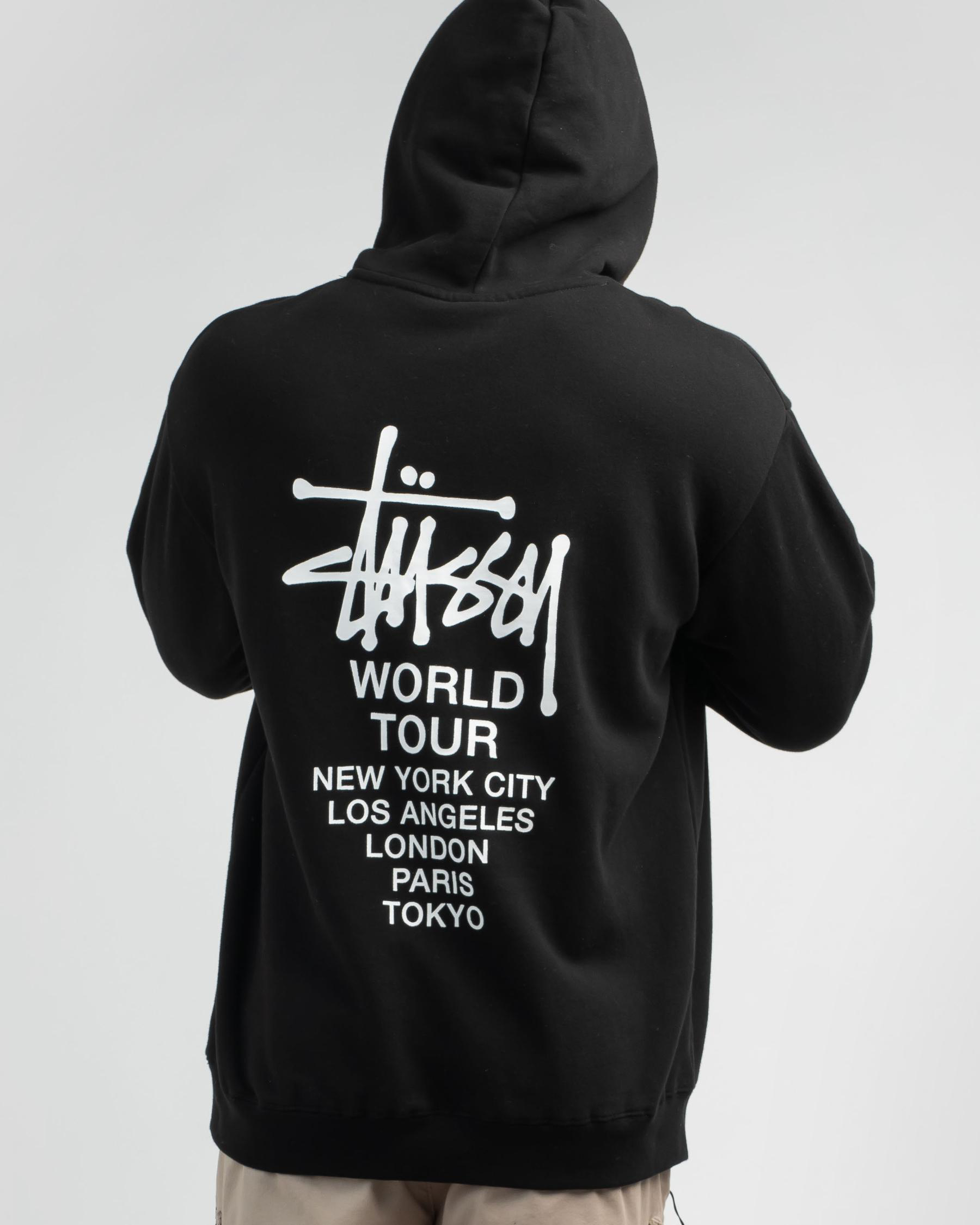 Shop Stussy World Tour Hoodie In Black Fast Shipping & Easy Returns