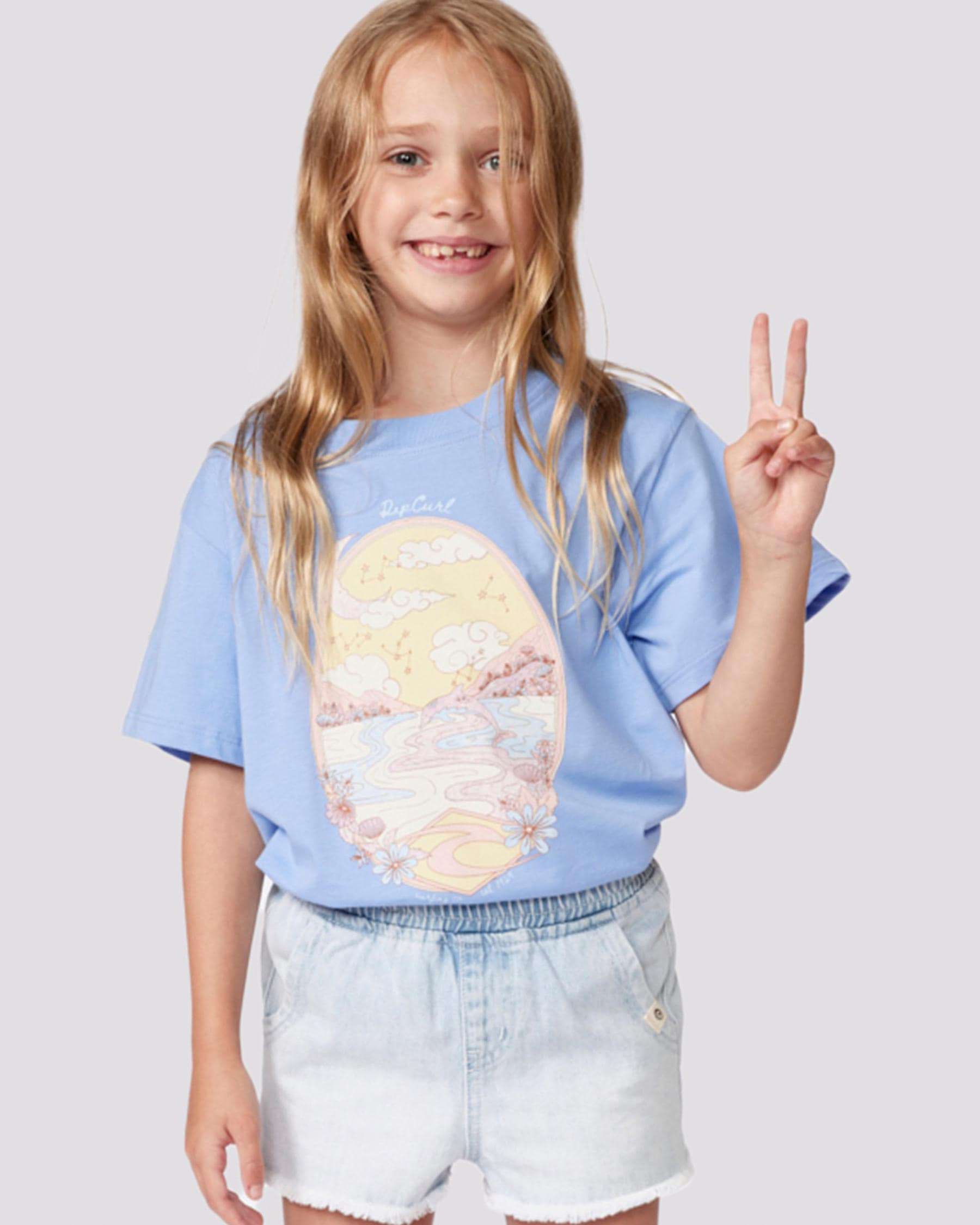 Shop Rip Curl Toddlers' Moonflower Tides T-Shirt In Mid Blue - Fast ...