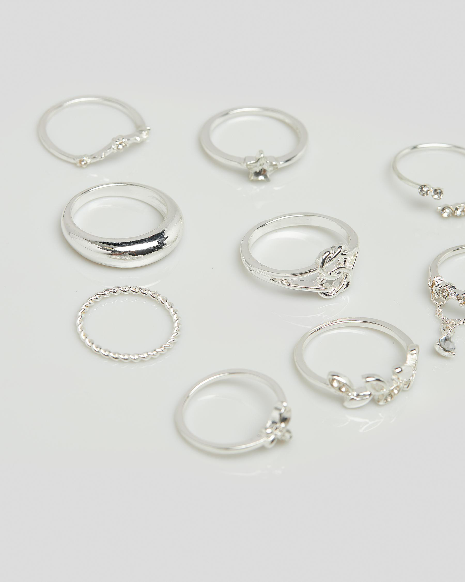 Shop Karyn In LA Angela Ring Pack In Shiny Silver Fast Shipping & Easy Returns City Beach