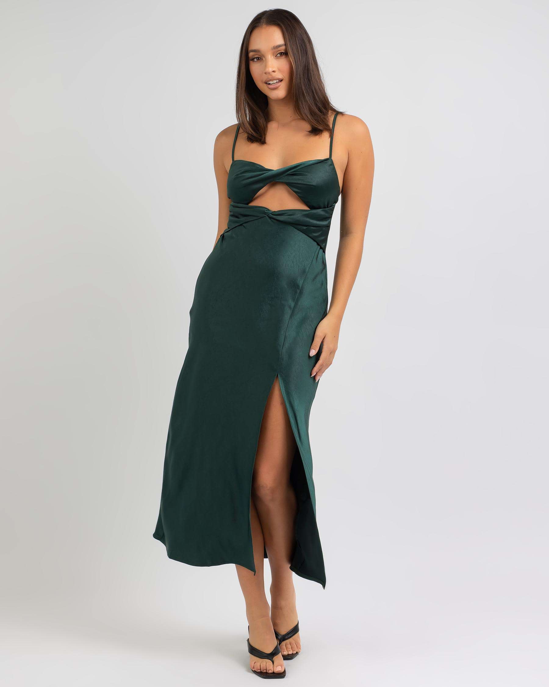 Shop Saints And Secrets Here To Stay Midi Dress In Jade - Fast Shipping ...