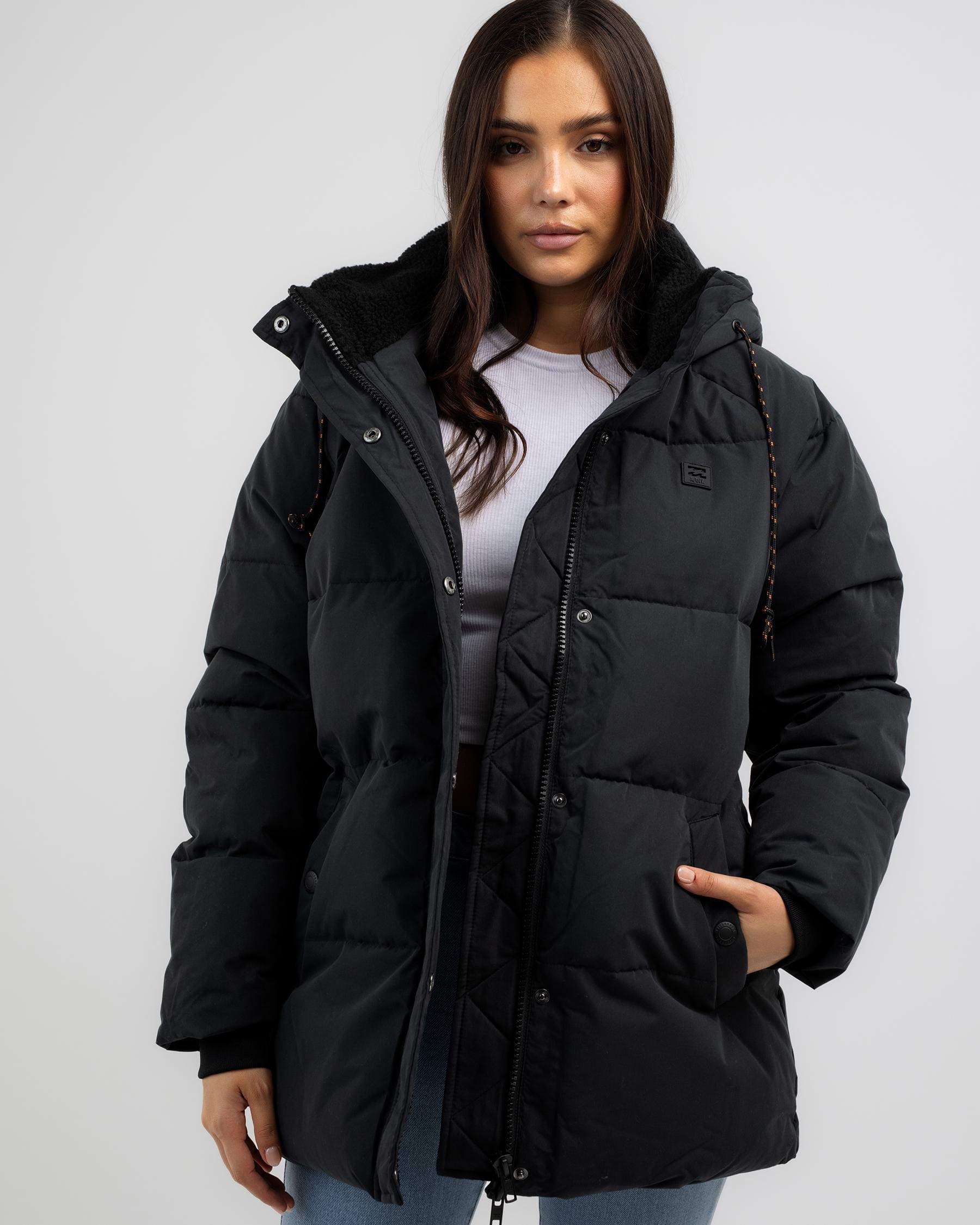 Billabong Artic Shores Hooded Puffer Jacket In Black - Fast Shipping ...