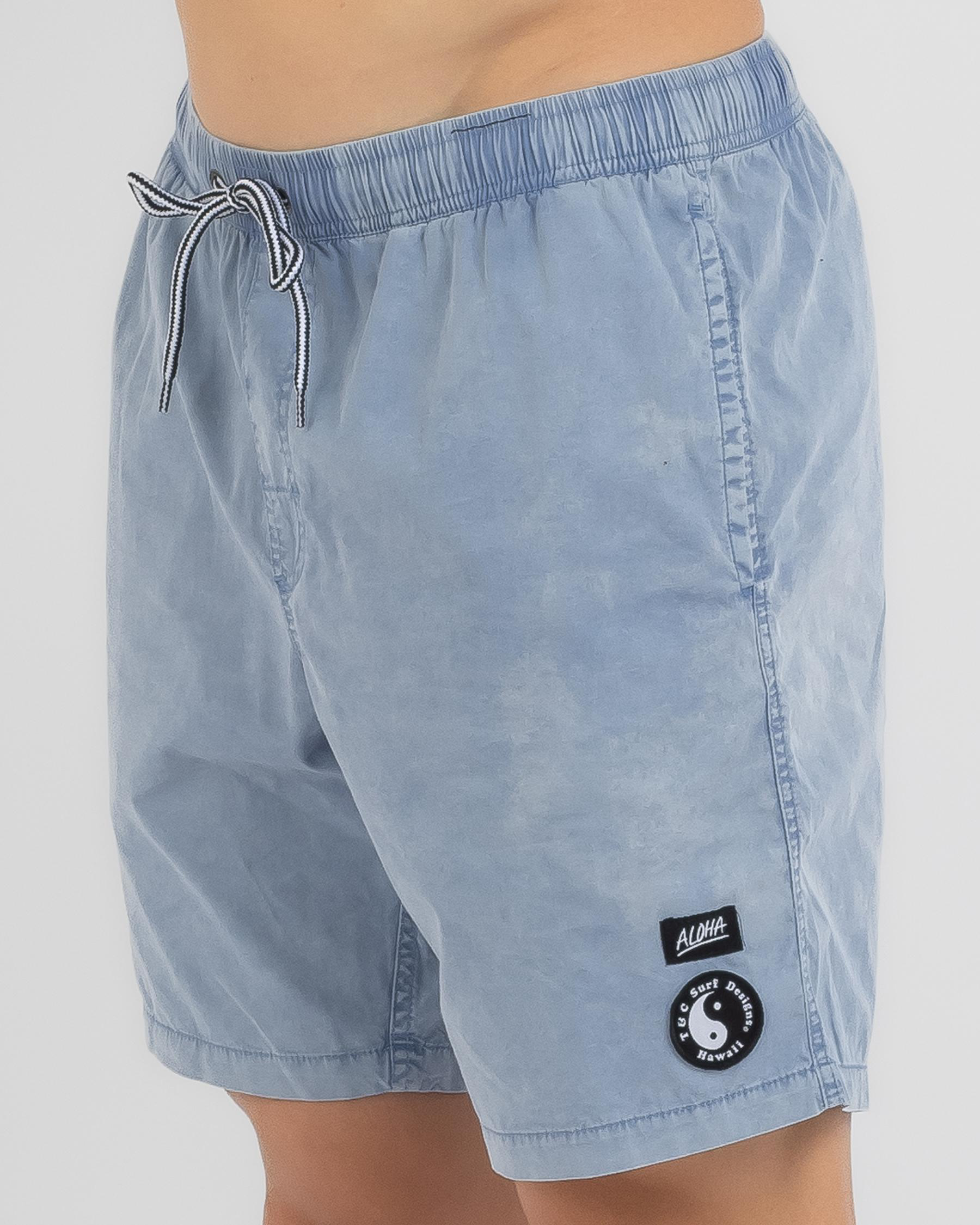 Town & Country Surf Designs On Acid Elastic Waist Shorts In Acid Blue