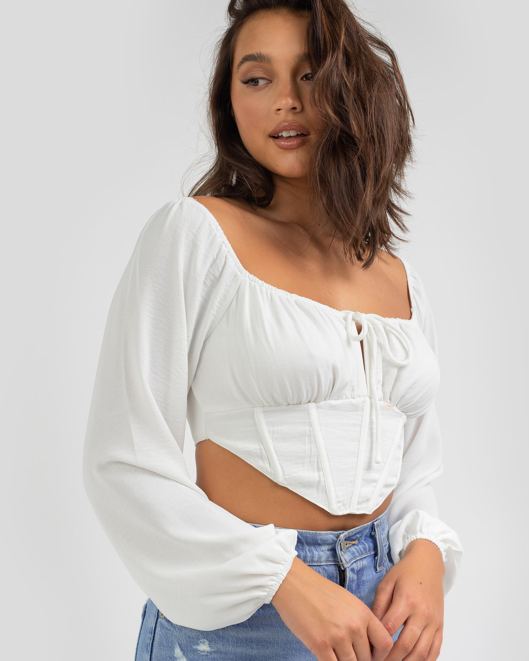 Shop Ava And Ever Oblivion Corset Top In White - Fast Shipping & Easy ...