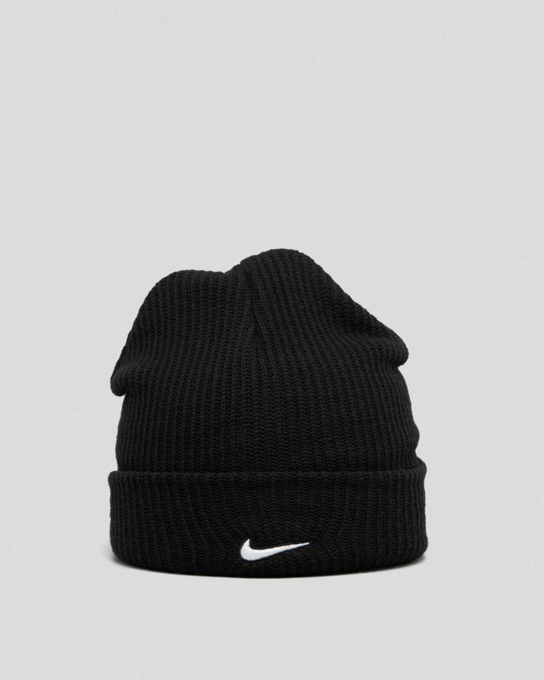 Shop Nike Utility Swoosh Beanie In Black/white Fast Shipping & Easy